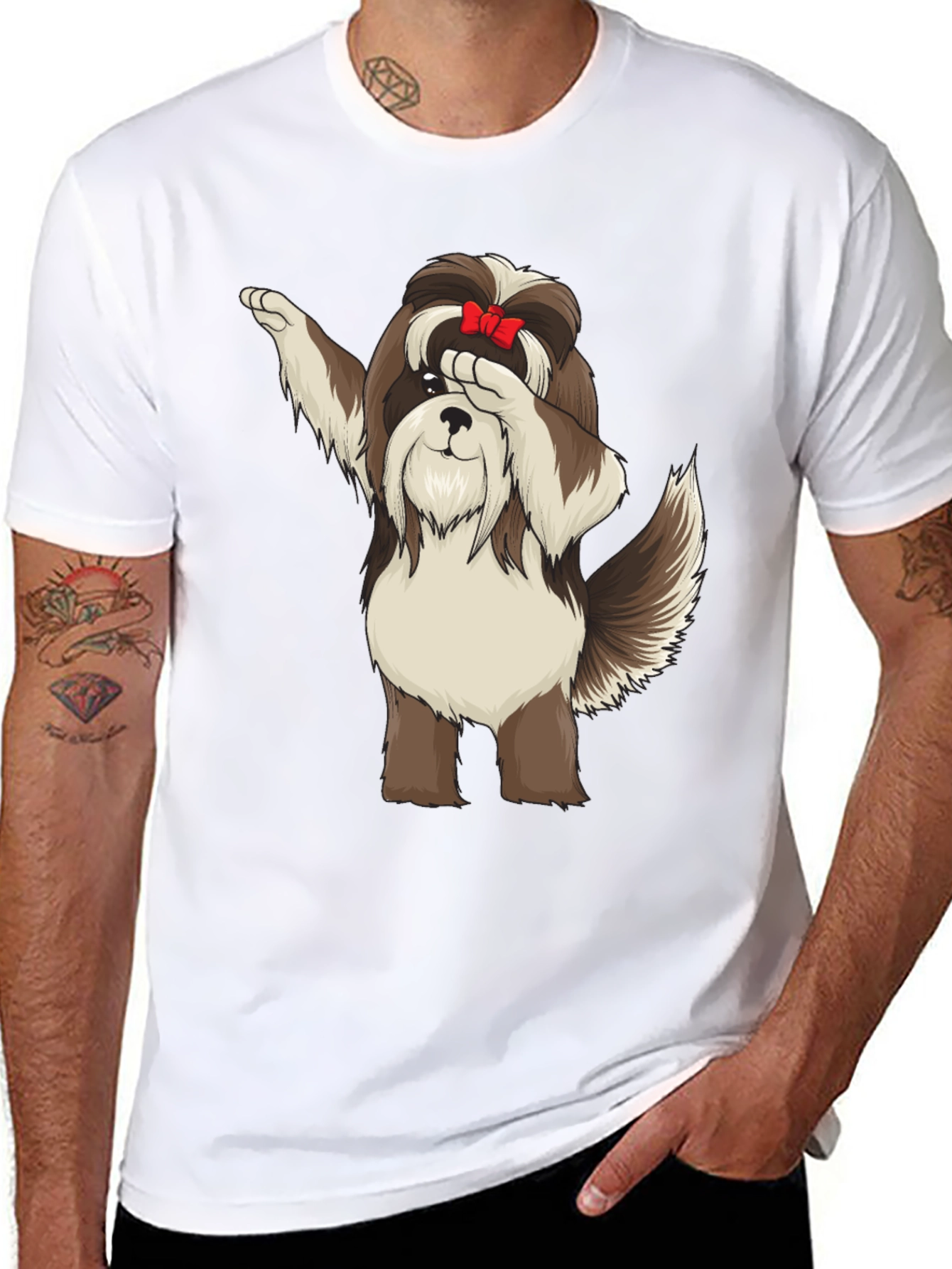 Dabbing Dog Graphic Tee - Trendy Black T-Shirt