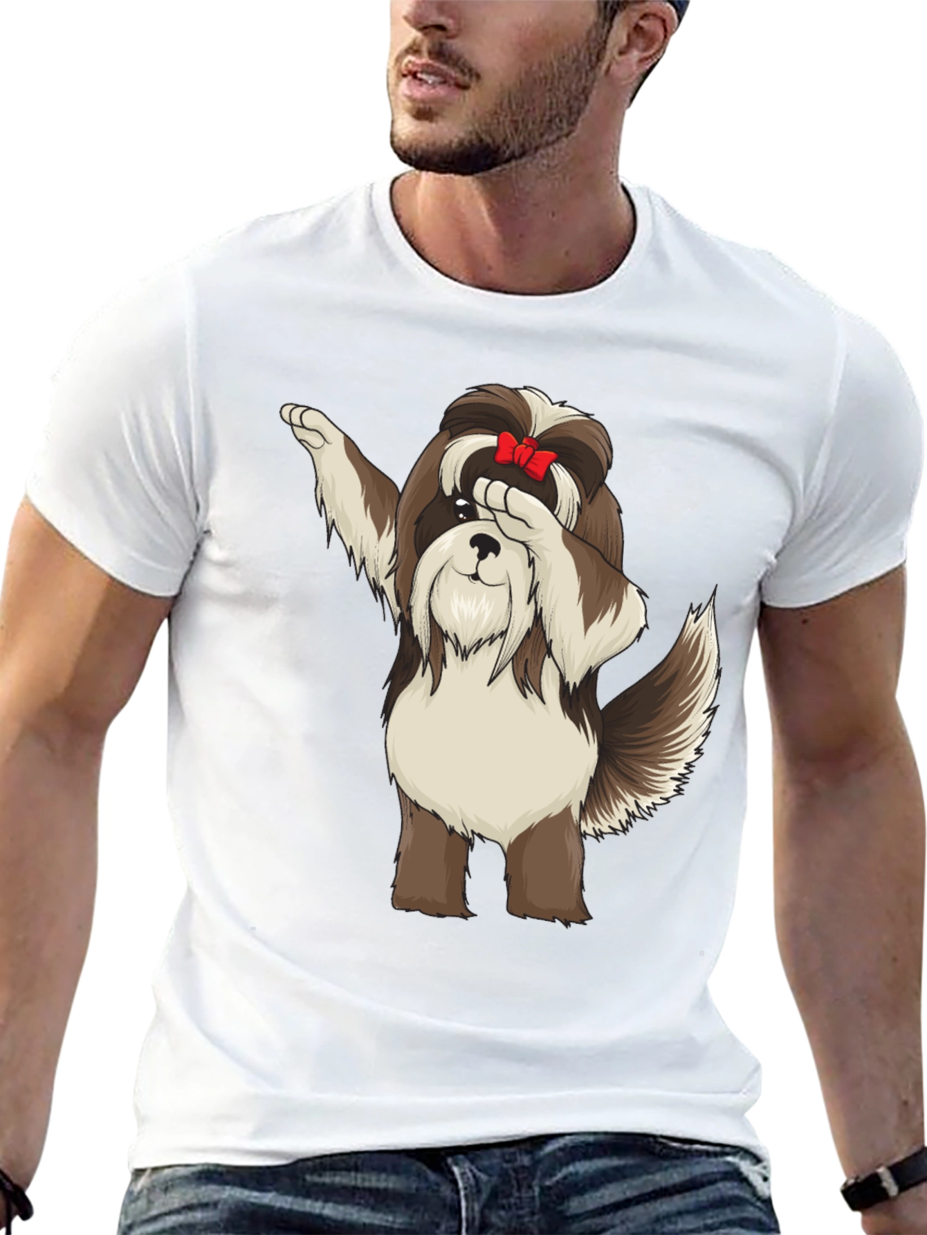 Dabbing Dog Graphic Tee - Trendy Black T-Shirt