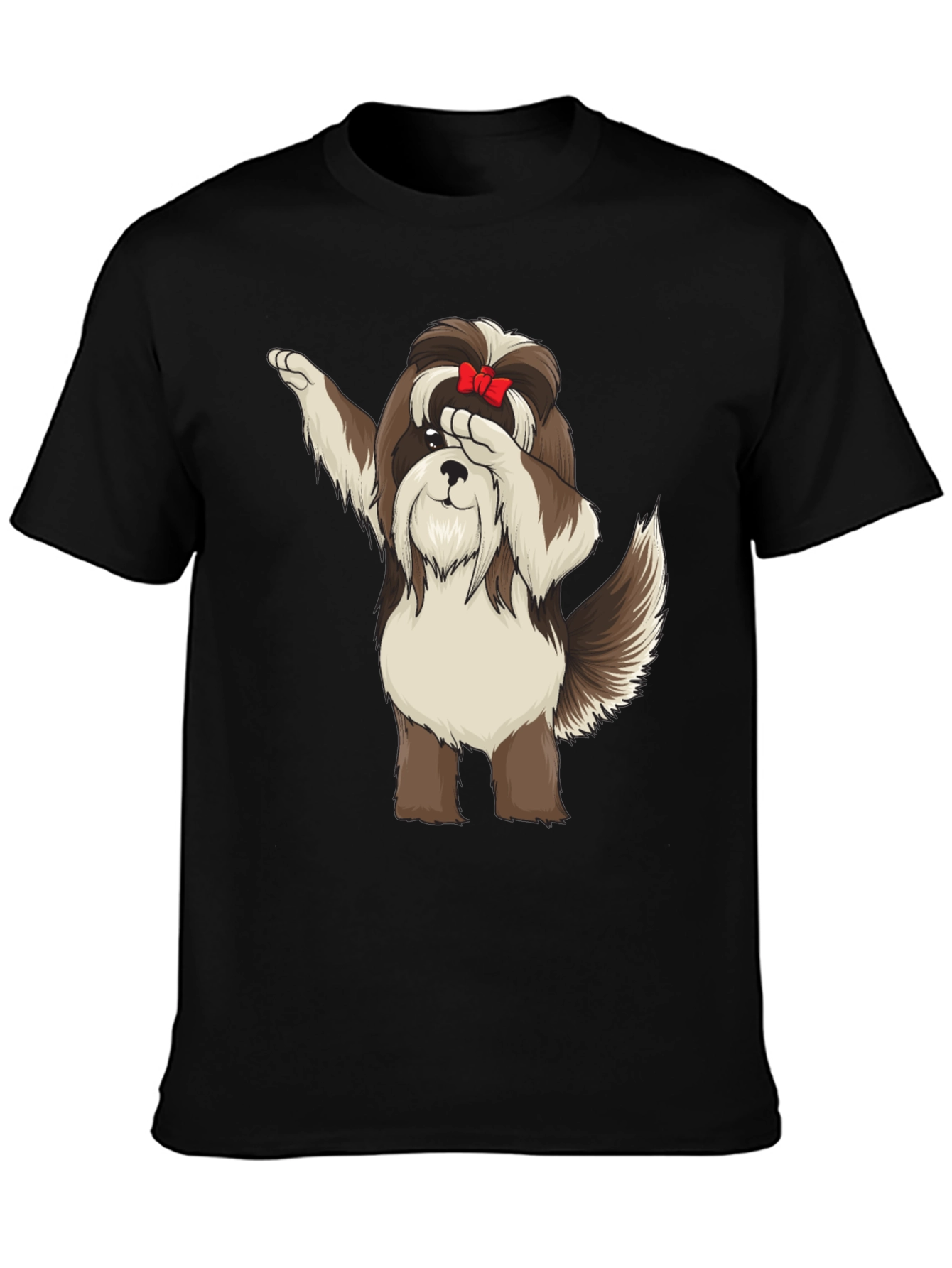 Dabbing Dog Graphic Tee - Trendy Black T-Shirt