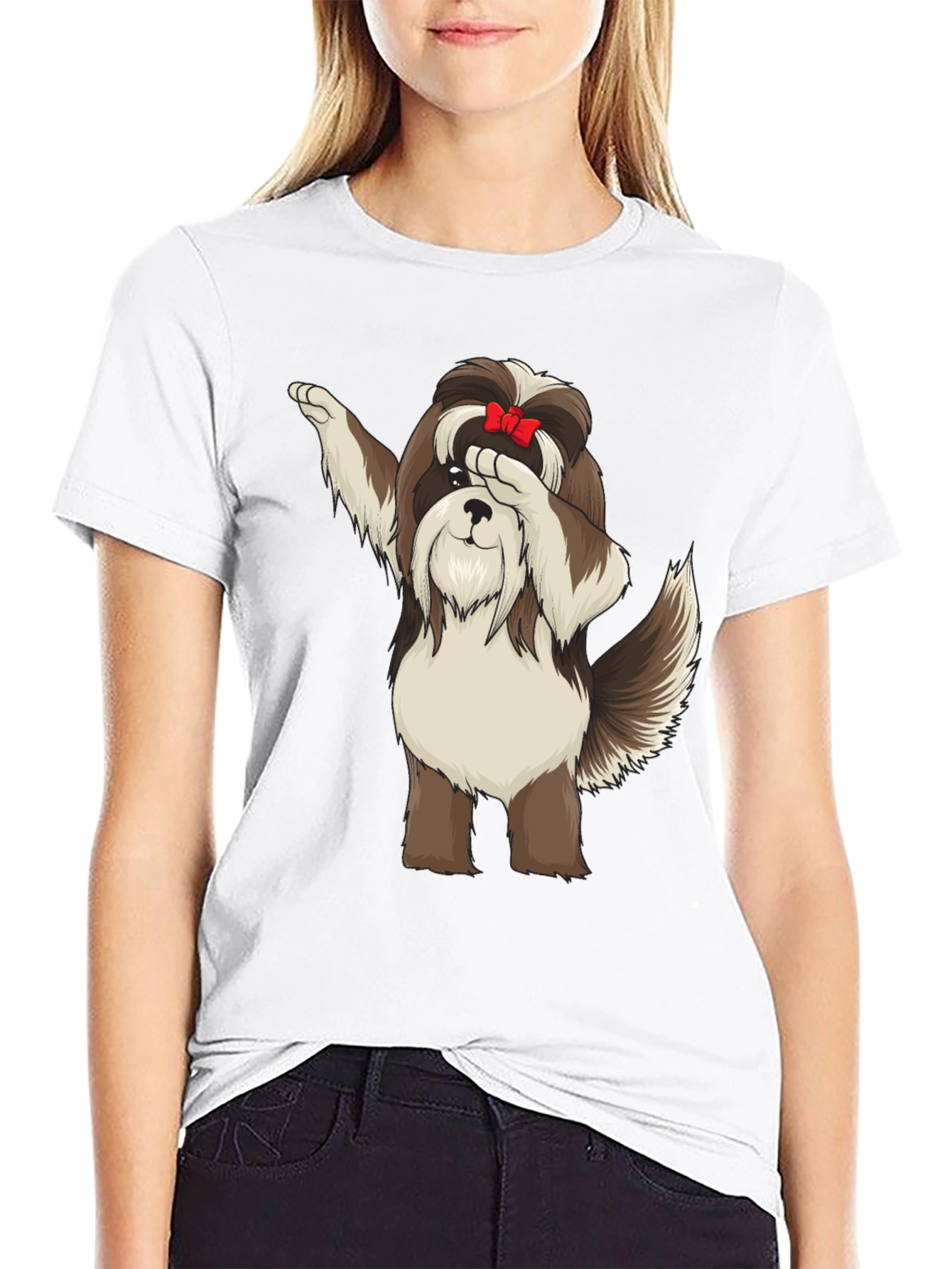 Dabbing Dog Graphic Tee - Trendy Black T-Shirt