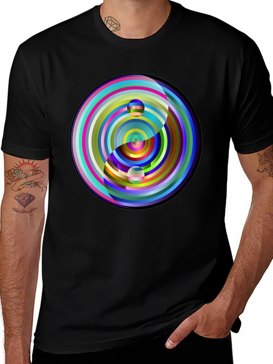 Yin Yang Circle Graphic Tee - Colorful Modern Style