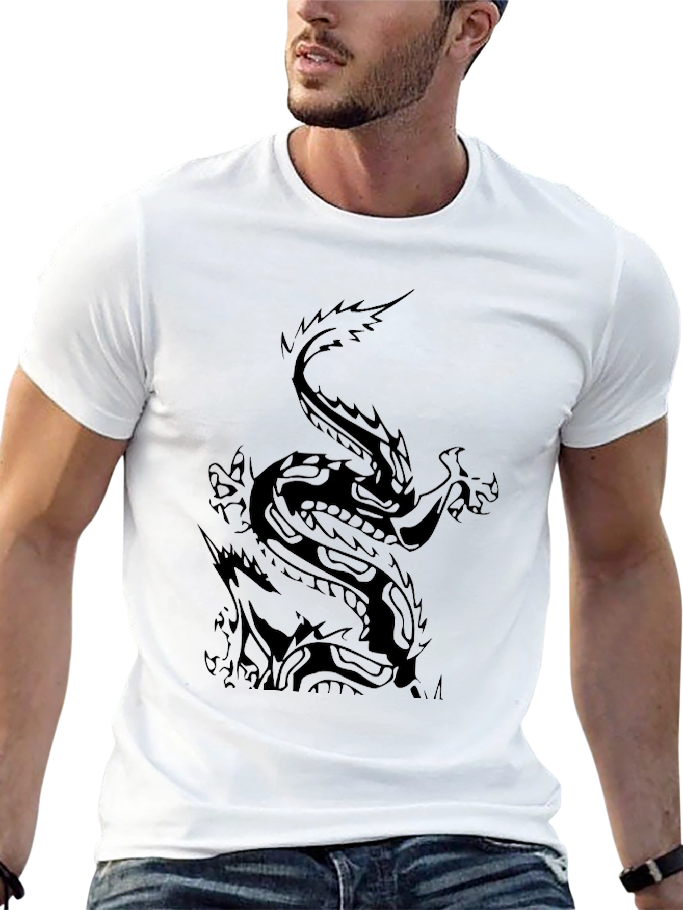 Dragon Graphic Black T-Shirt - Mens Casual Tee