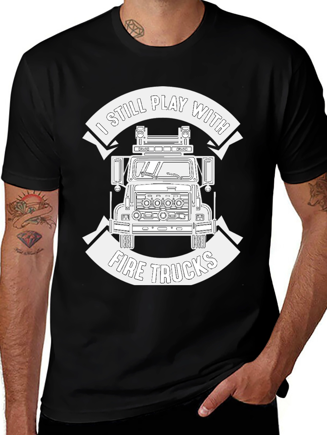 Fire Truck Enthusiast Black T-Shirt