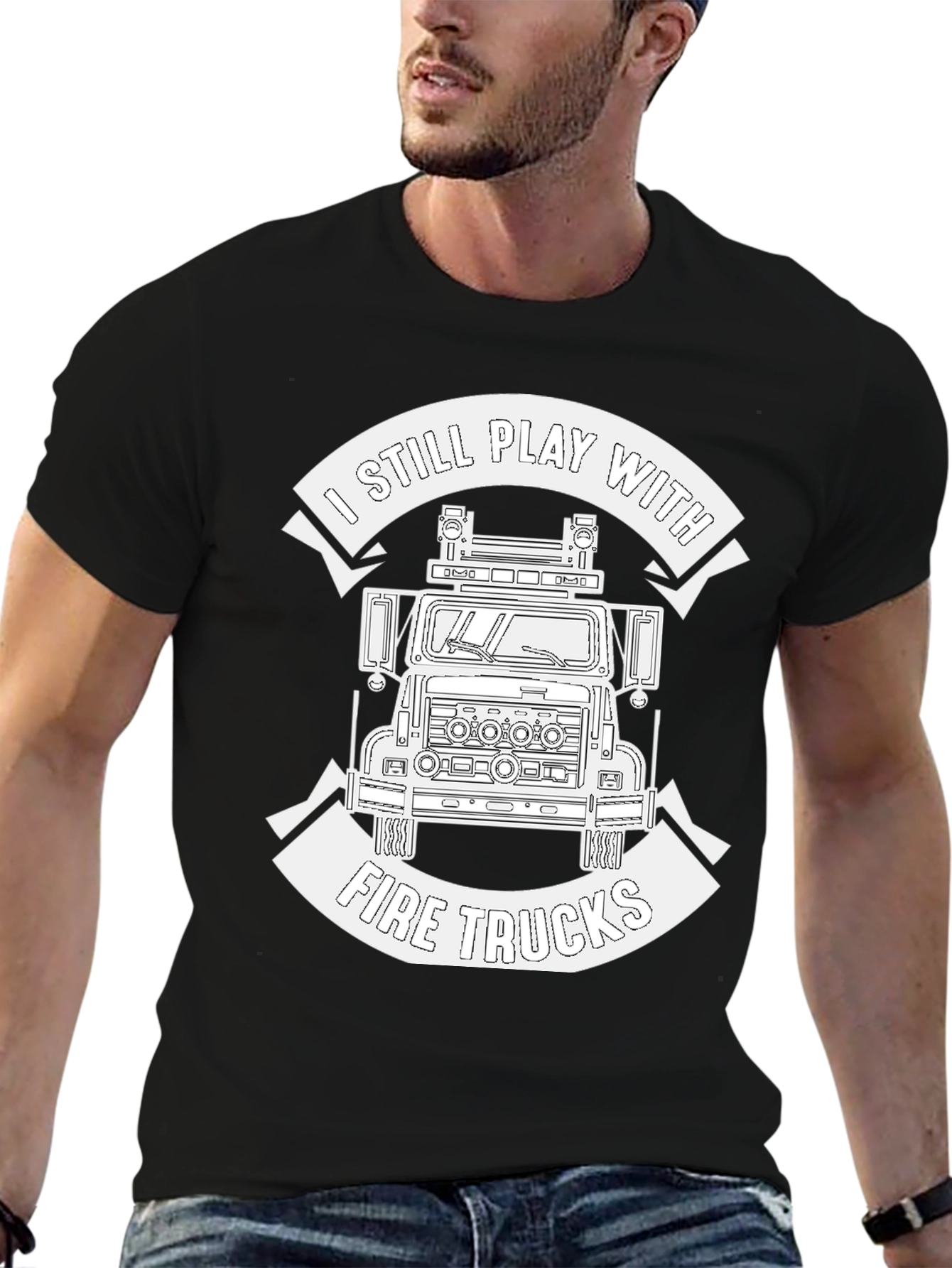 Fire Truck Enthusiast Black T-Shirt