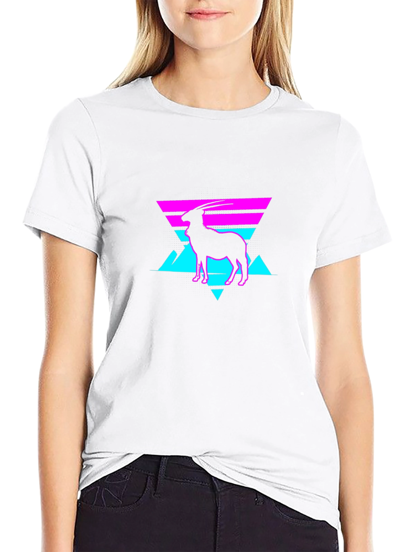 Retro Goat Graphic Tee - Cool Neon Style Shirt