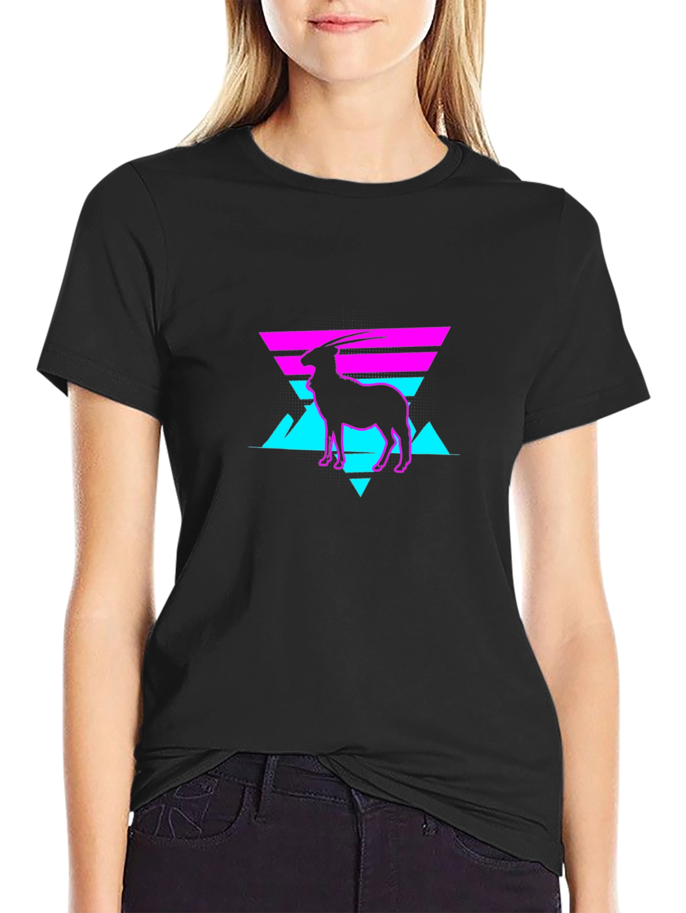 Retro Goat Graphic Tee - Cool Neon Style Shirt