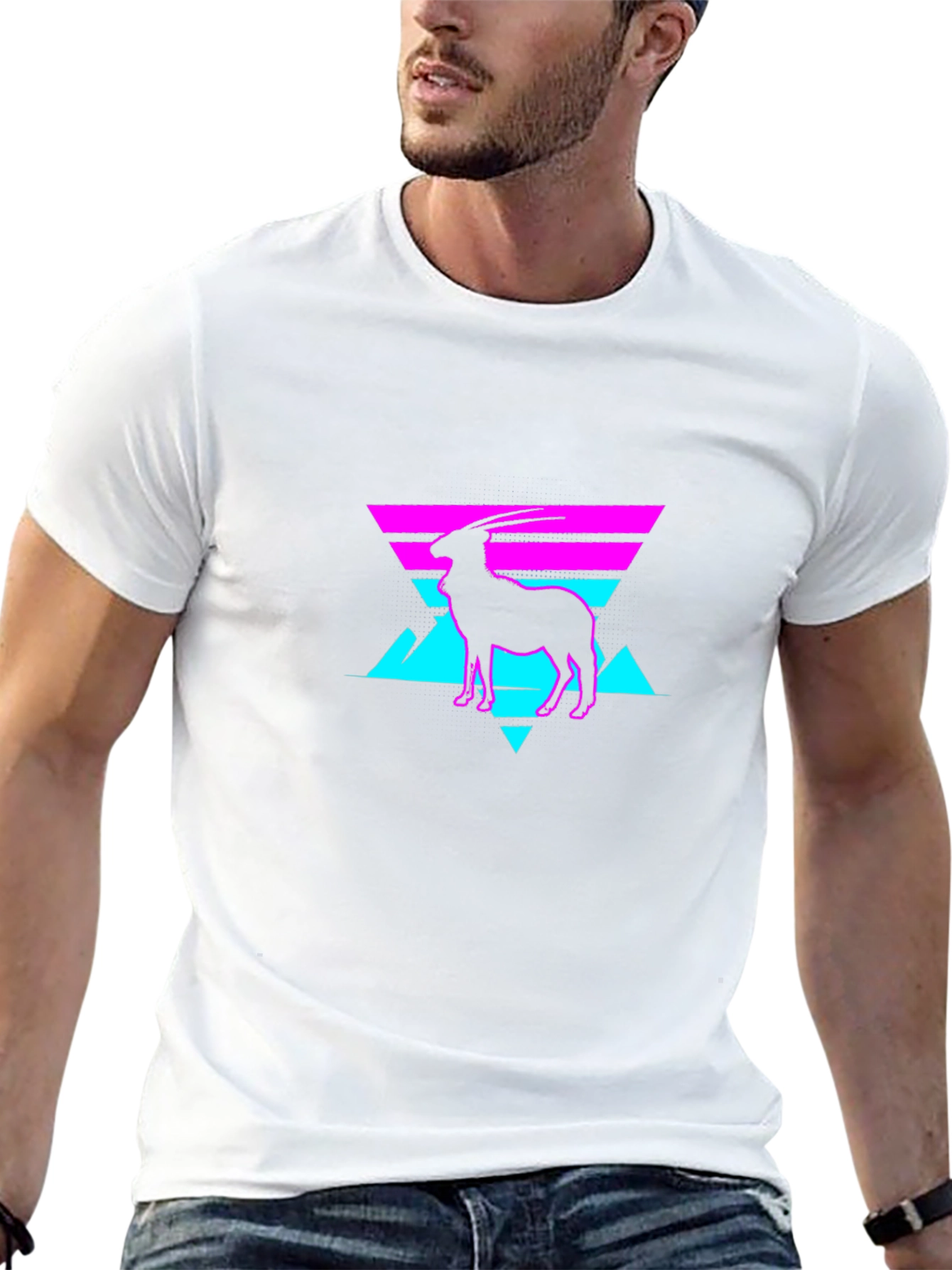 Retro Goat Graphic Tee - Cool Neon Style Shirt