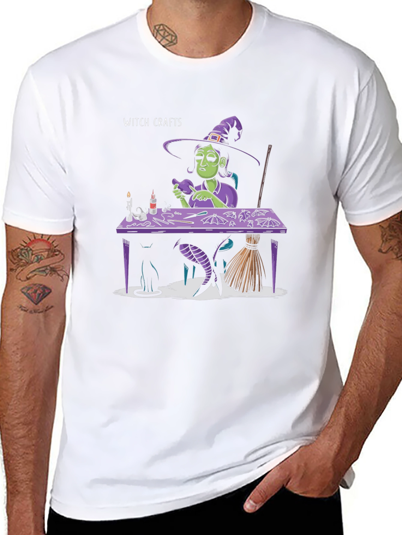 Witch Crafts Graphic Tee - Quirky Halloween Shirt