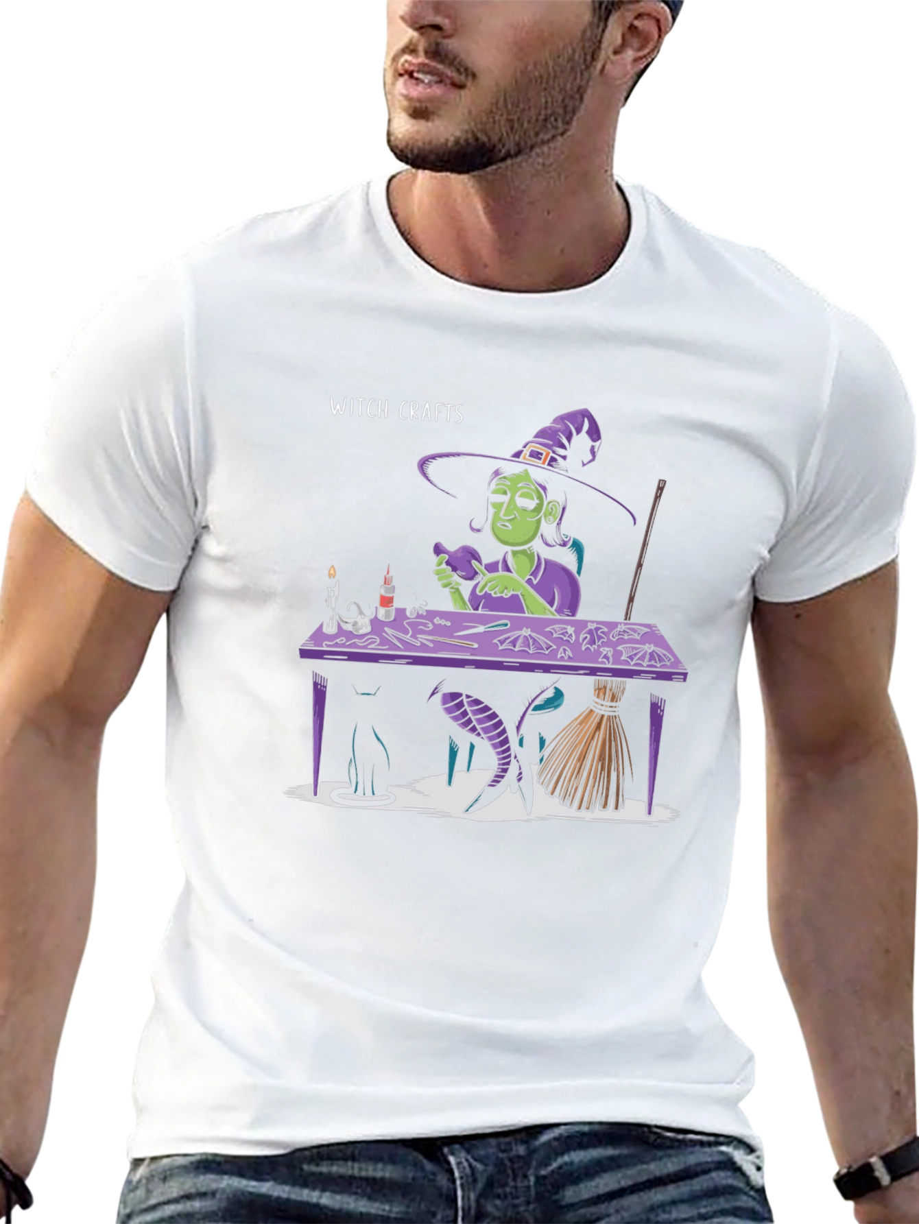 Witch Crafts Graphic Tee - Quirky Halloween Shirt
