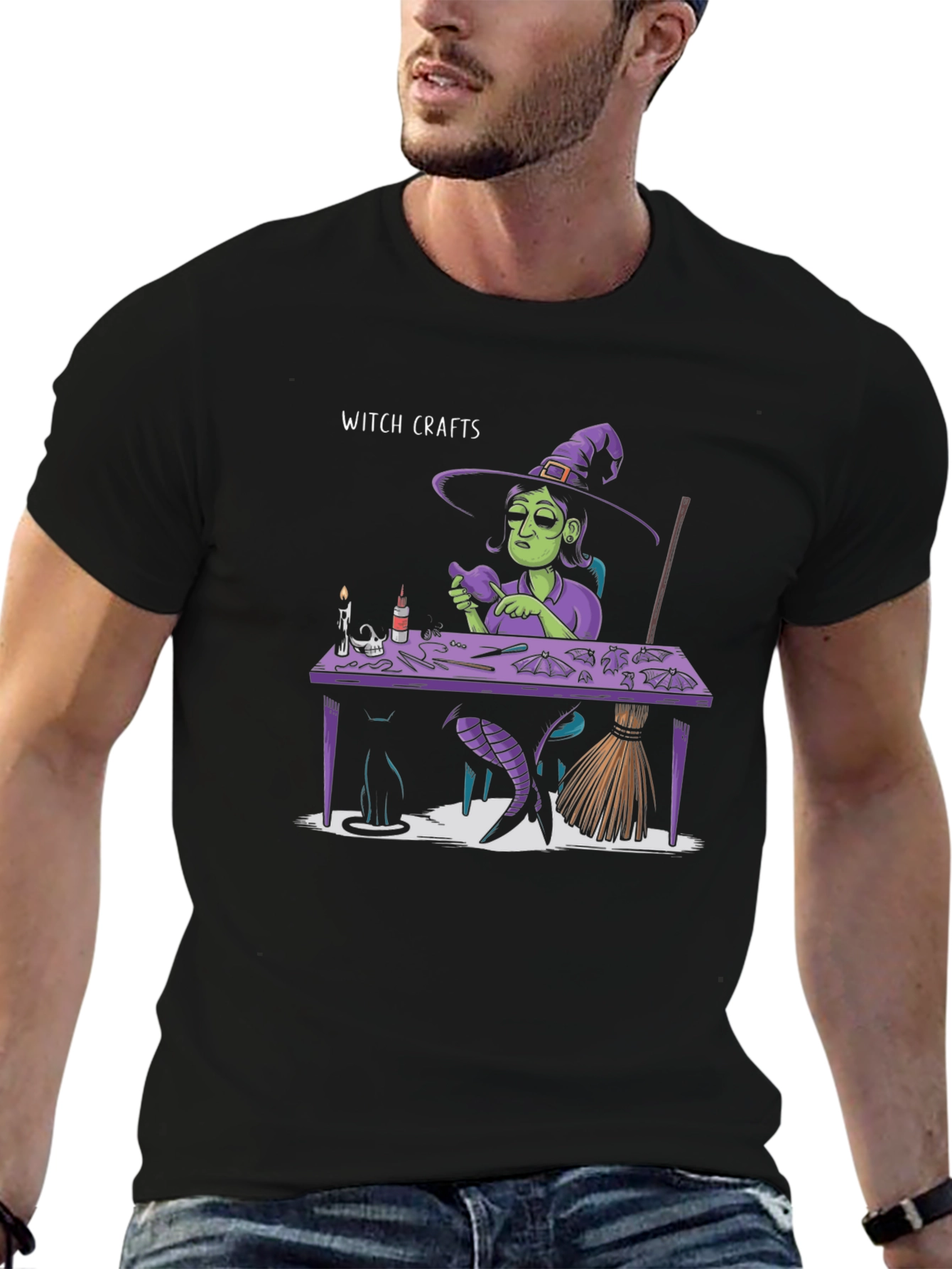 Witch Crafts Graphic Tee - Quirky Halloween Shirt