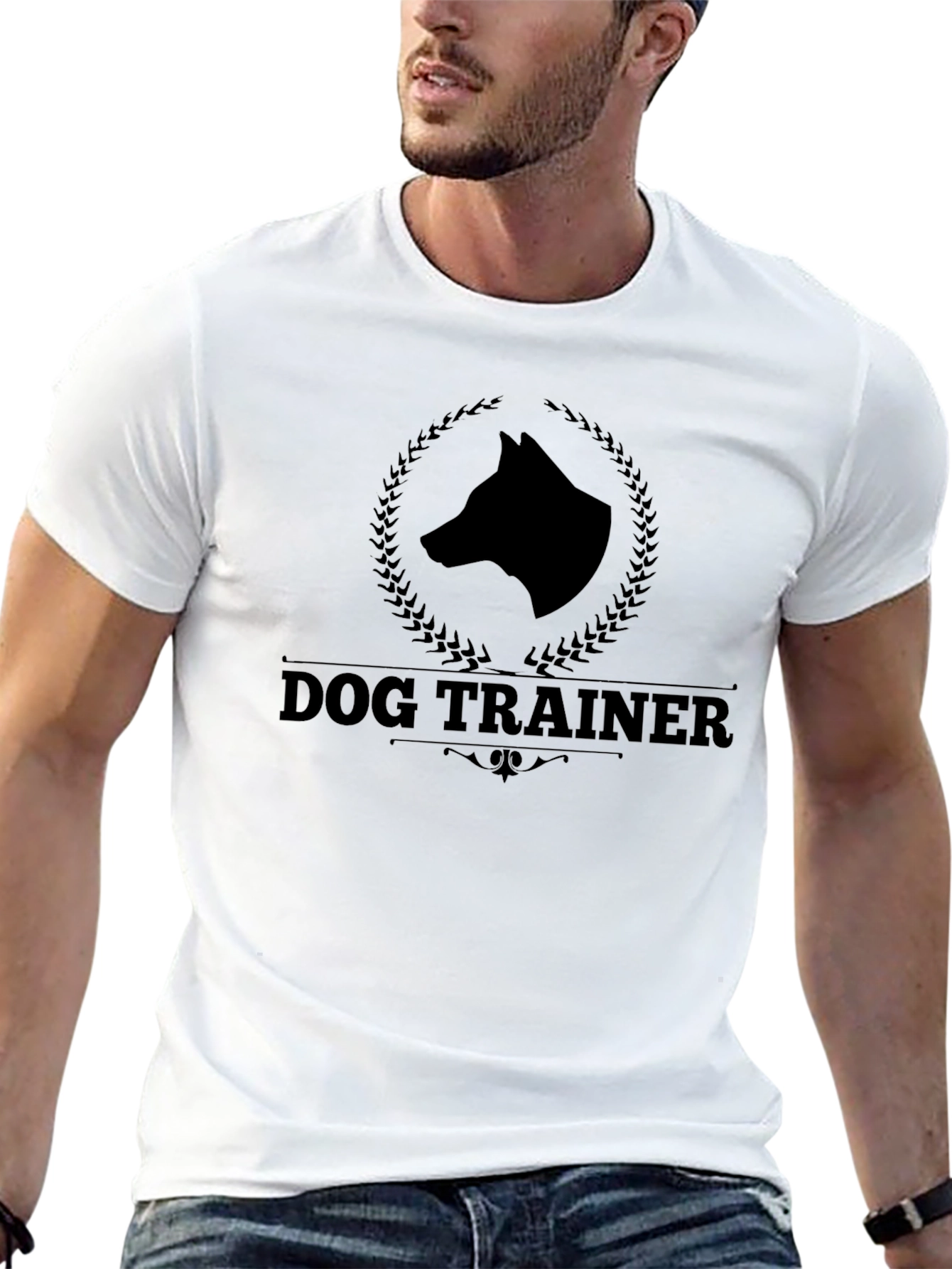 Dog Trainer Graphic Tee - Black Cotton T-Shirt