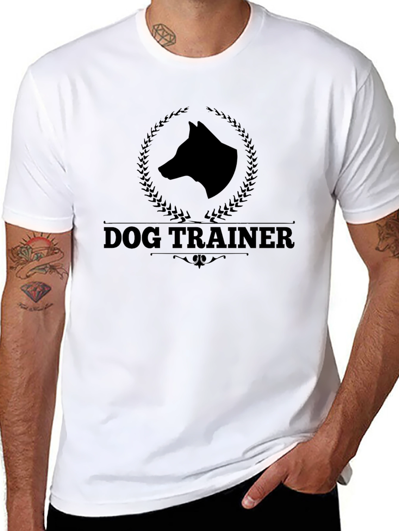 Dog Trainer Graphic Tee - Black Cotton T-Shirt