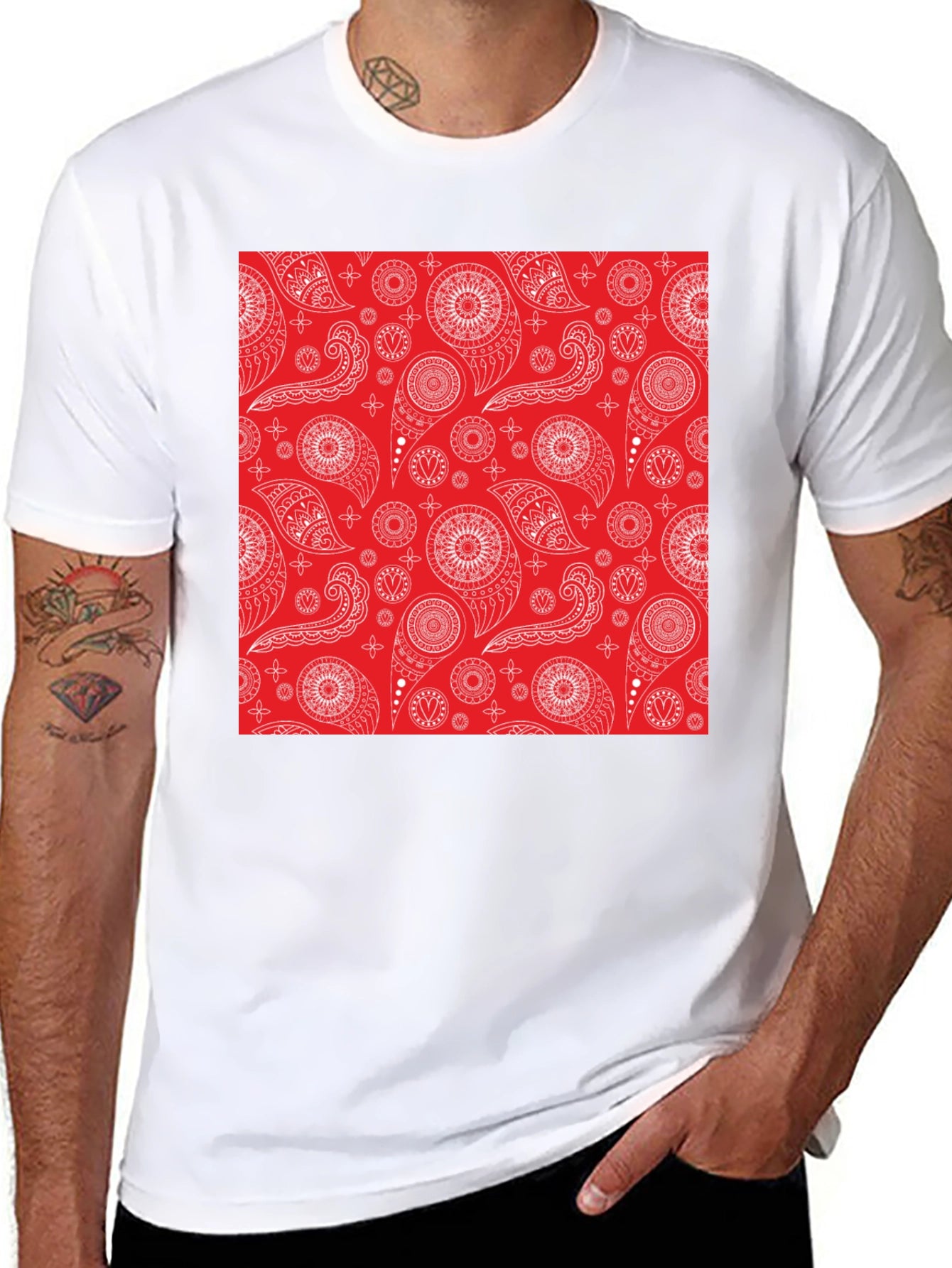 Red Bandana Pattern Tee - Classic Style