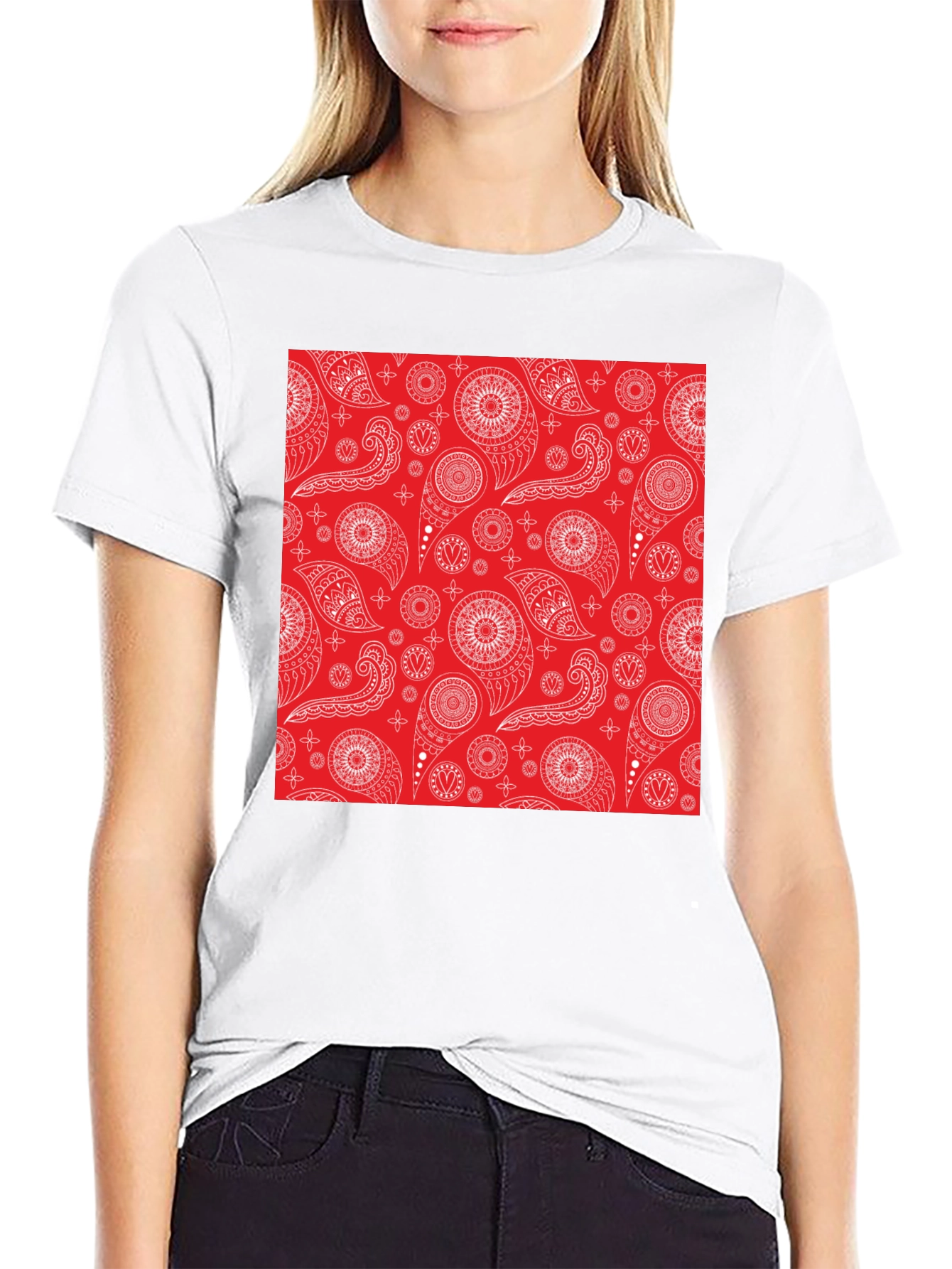 Red Bandana Pattern Tee - Classic Style