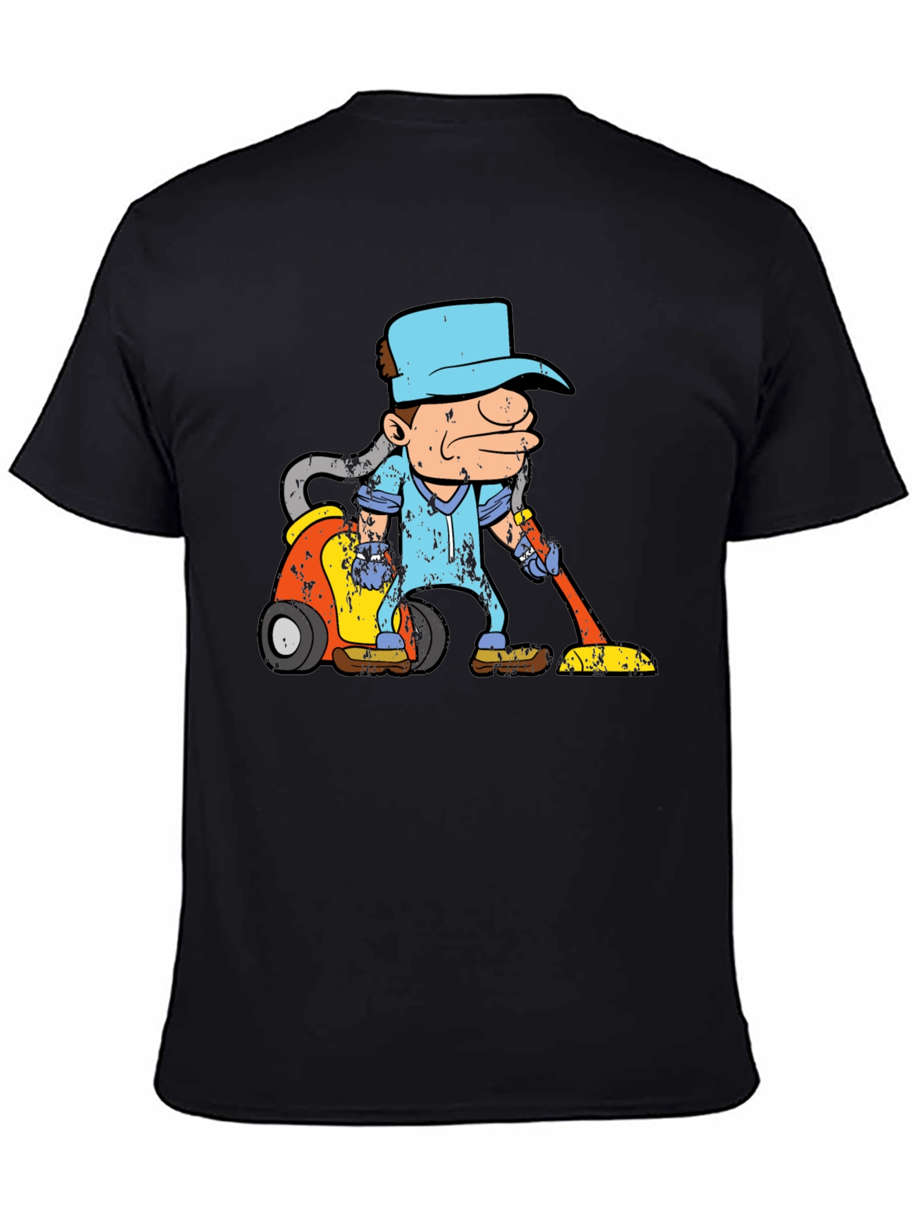 Cartoon Janitor Black T-Shirt