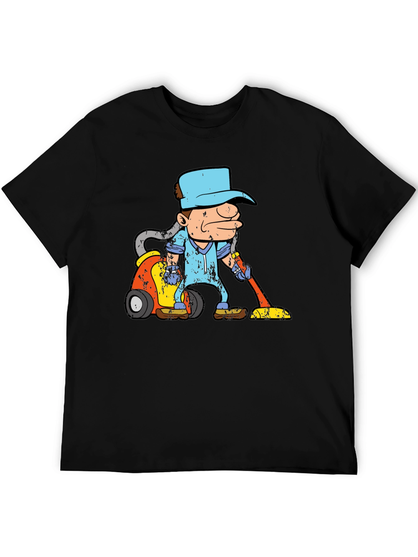 Cartoon Janitor Black T-Shirt