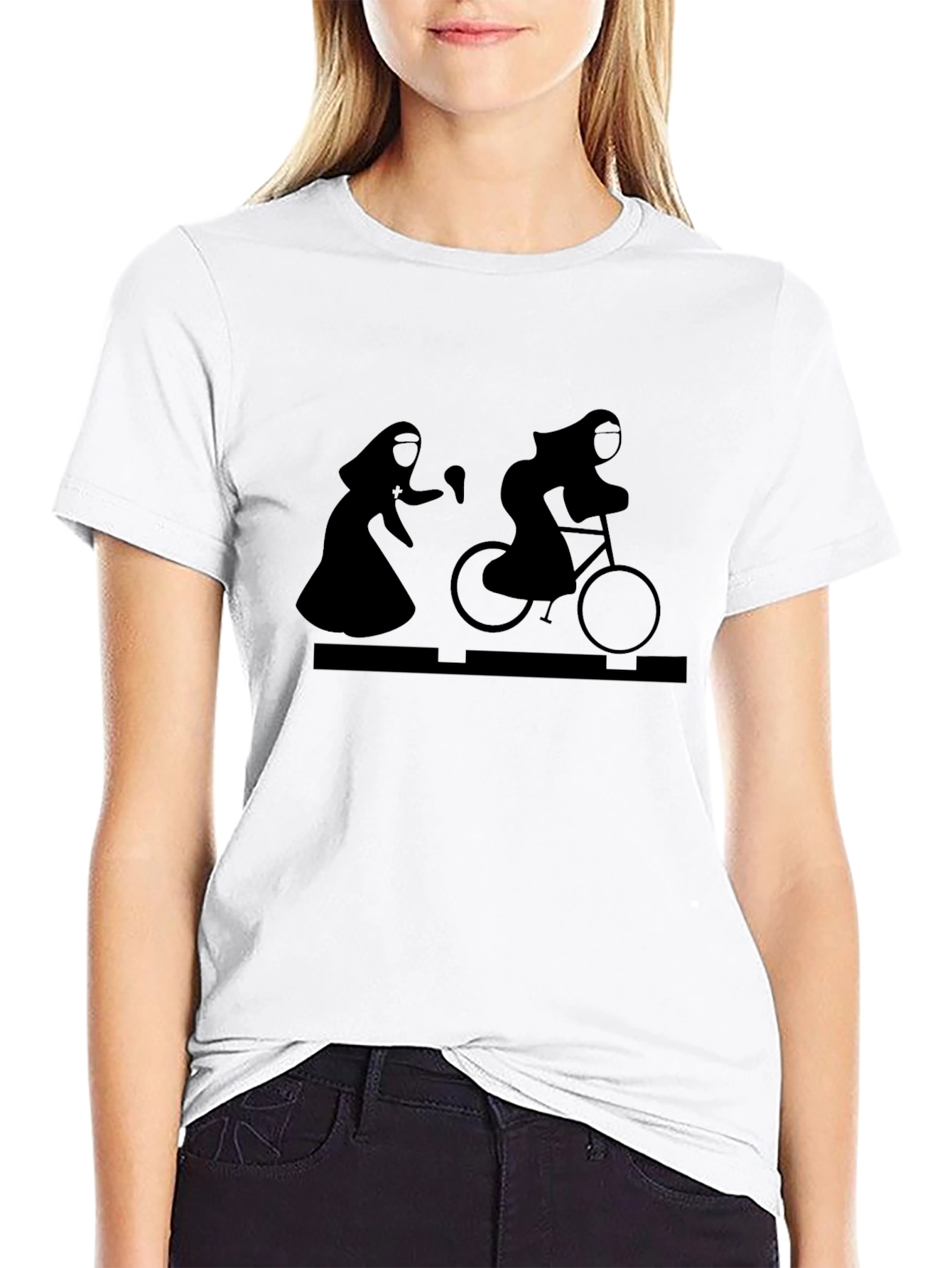 Nun on a Bike T-Shirt - Quirky Graphic Tee