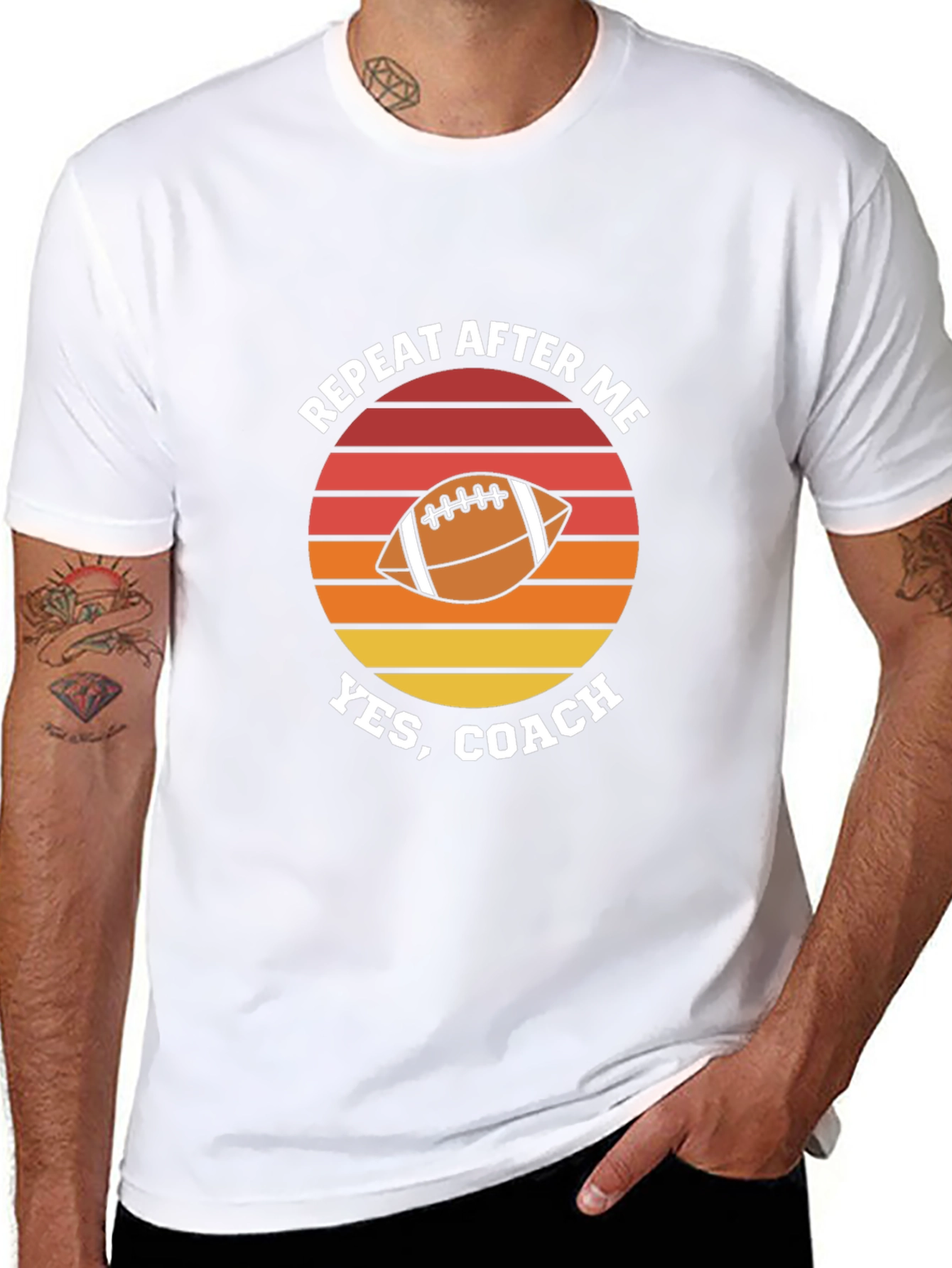 Repeat After Me Yes Coach Football Graphic T-Shirt