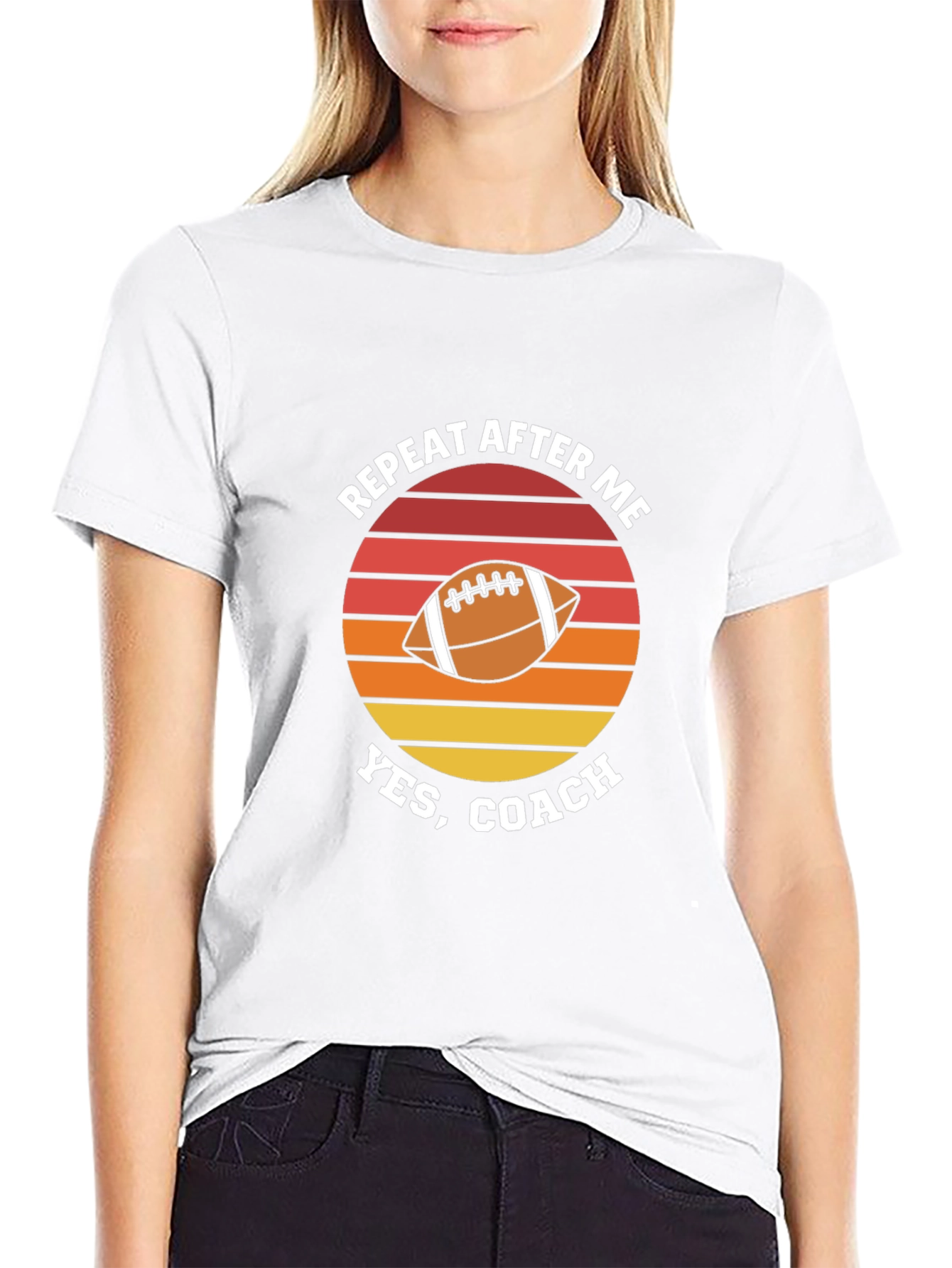 Repeat After Me Yes Coach Football Graphic T-Shirt