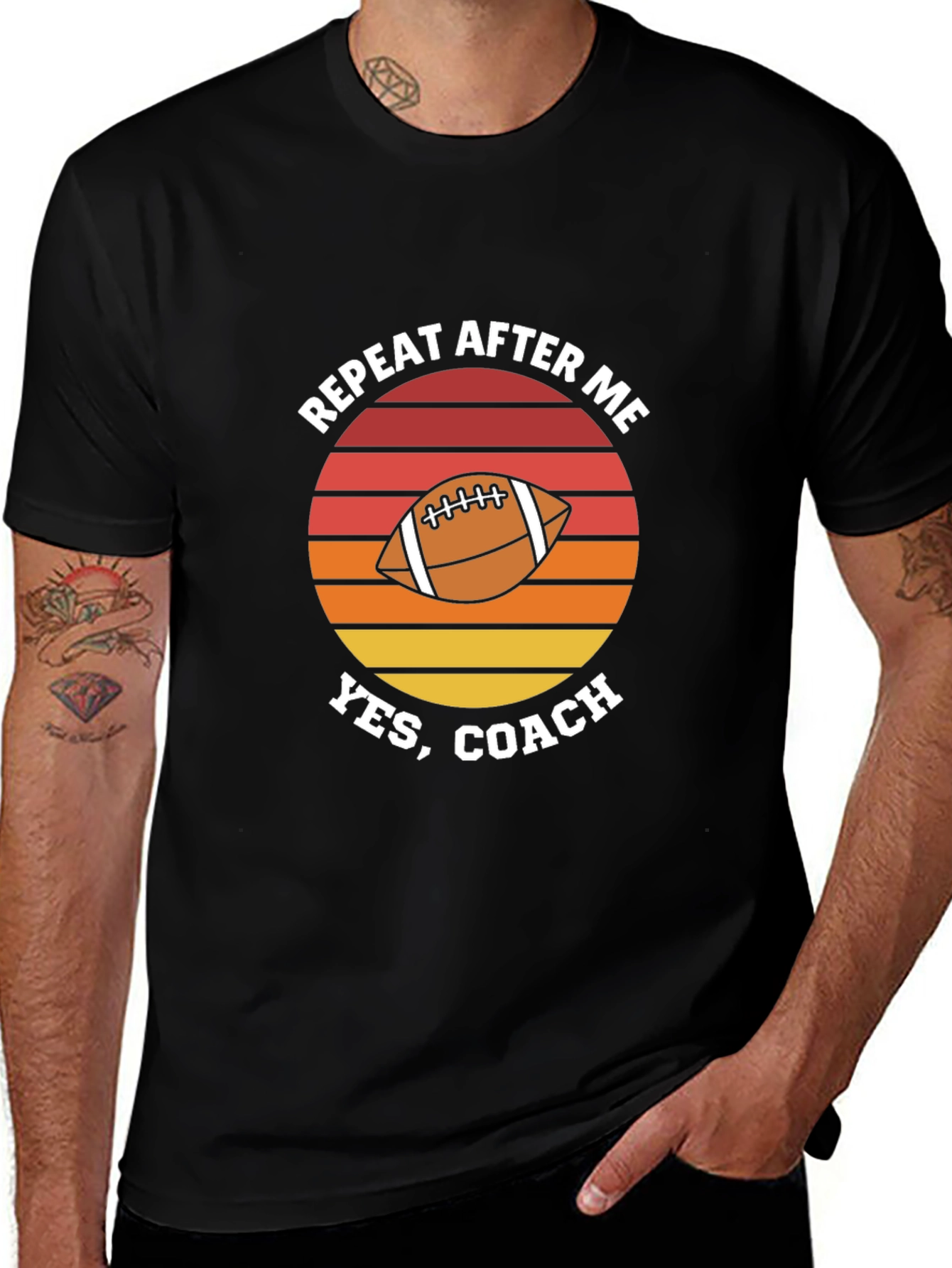 Repeat After Me Yes Coach Football Graphic T-Shirt