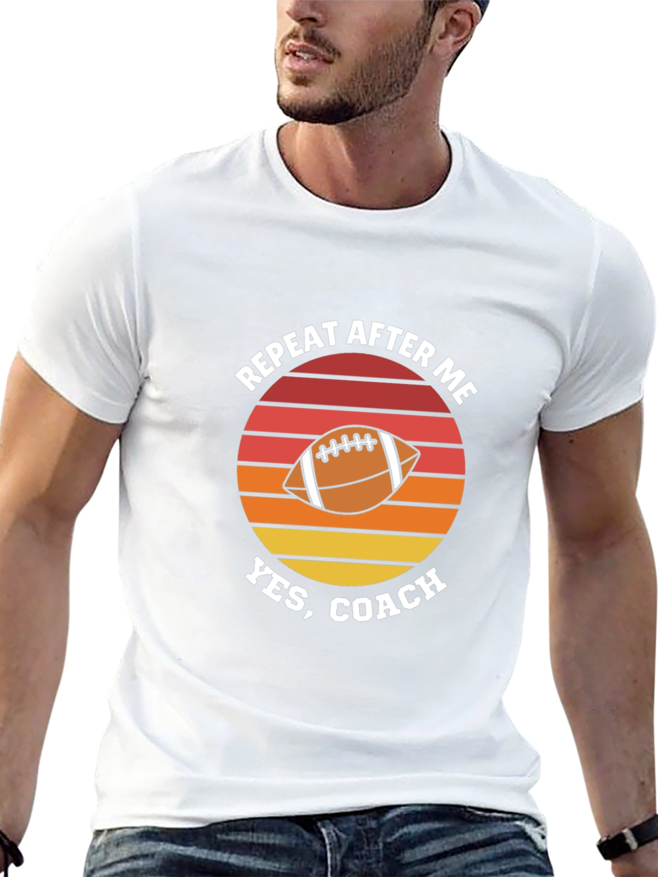 Repeat After Me Yes Coach Football Graphic T-Shirt