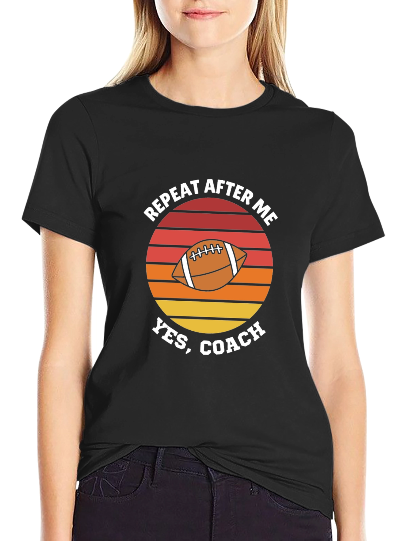 Repeat After Me Yes Coach Football Graphic T-Shirt