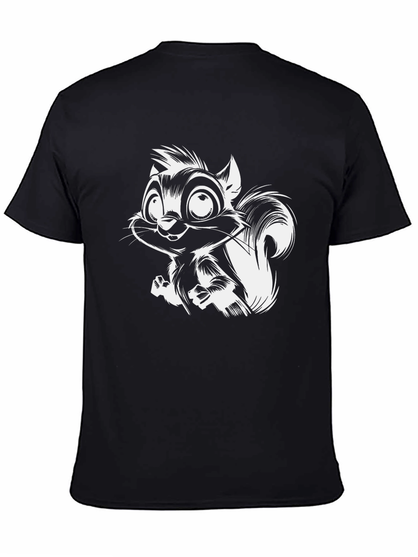 Squirrel Graphic Black T-Shirt - Mens Casual Tee