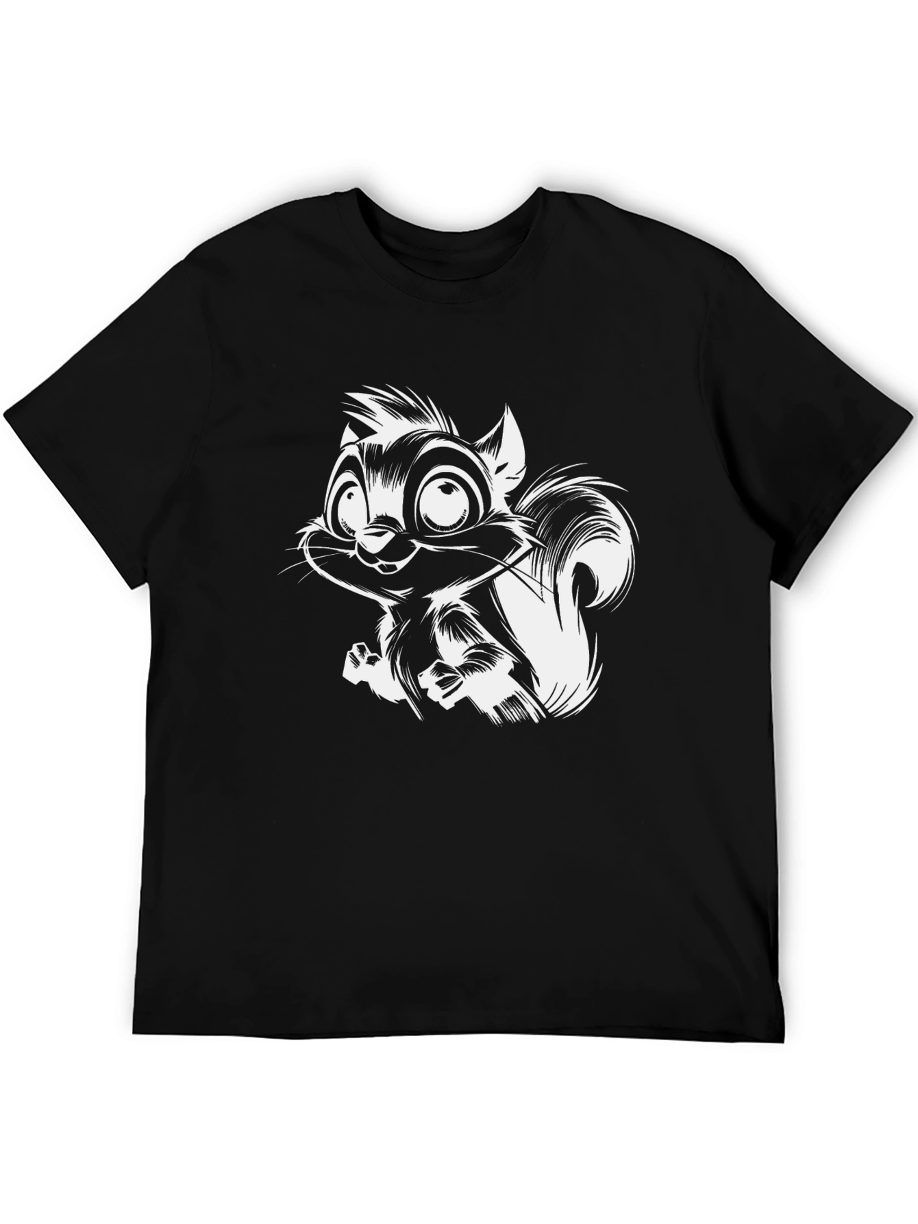 Squirrel Graphic Black T-Shirt - Mens Casual Tee
