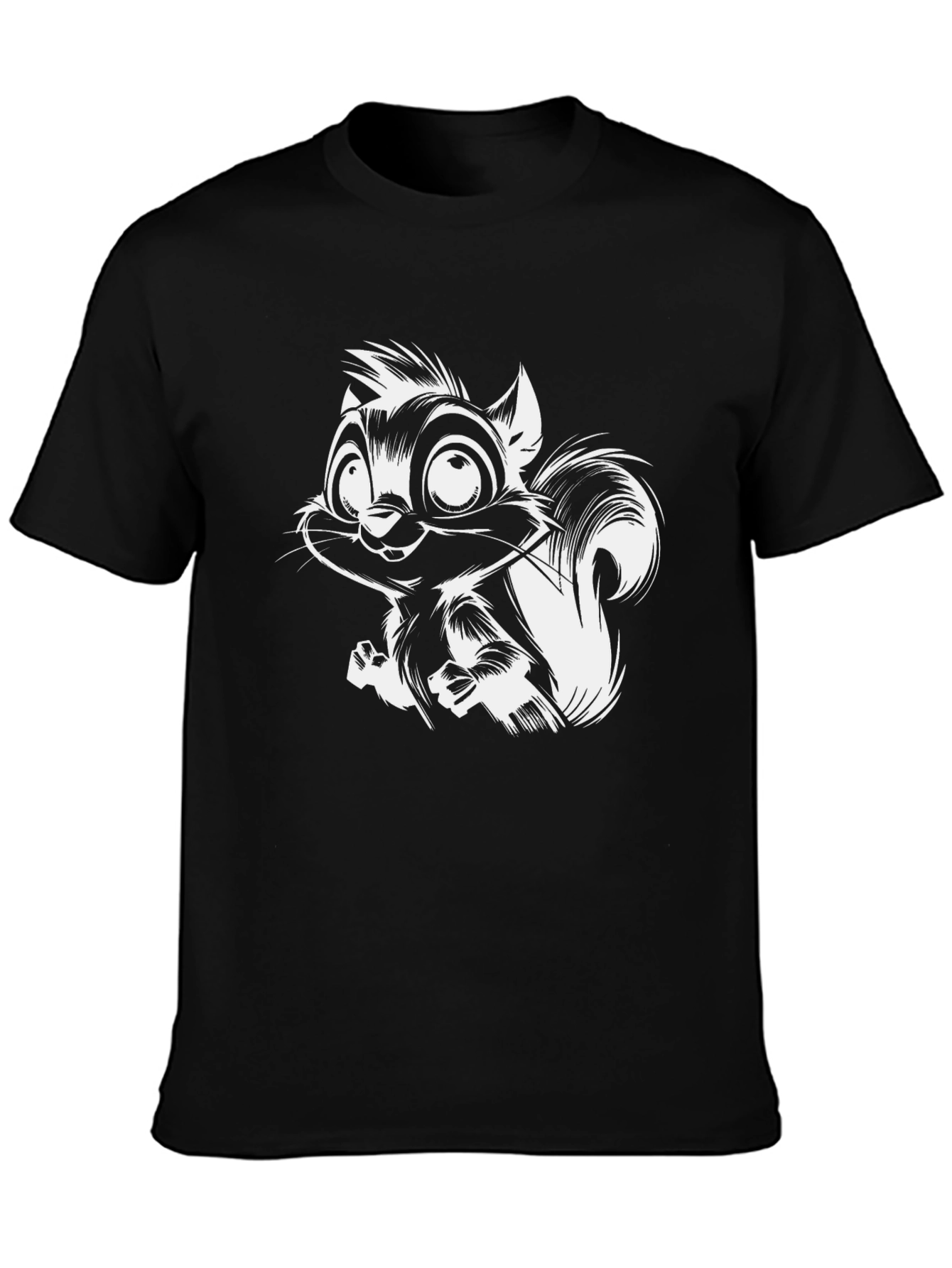 Squirrel Graphic Black T-Shirt - Mens Casual Tee