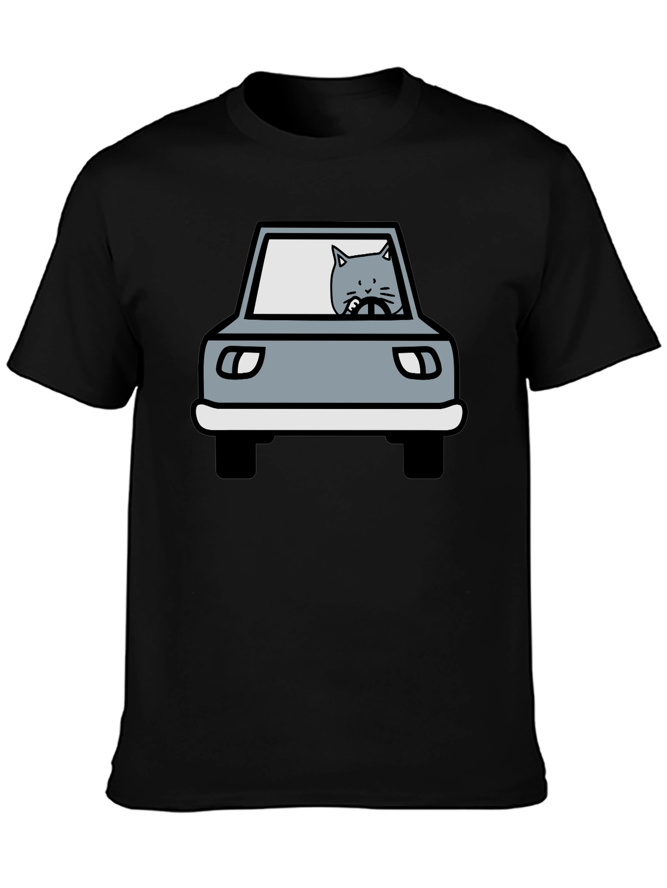 Cat Driving Car Graphic T-Shirt