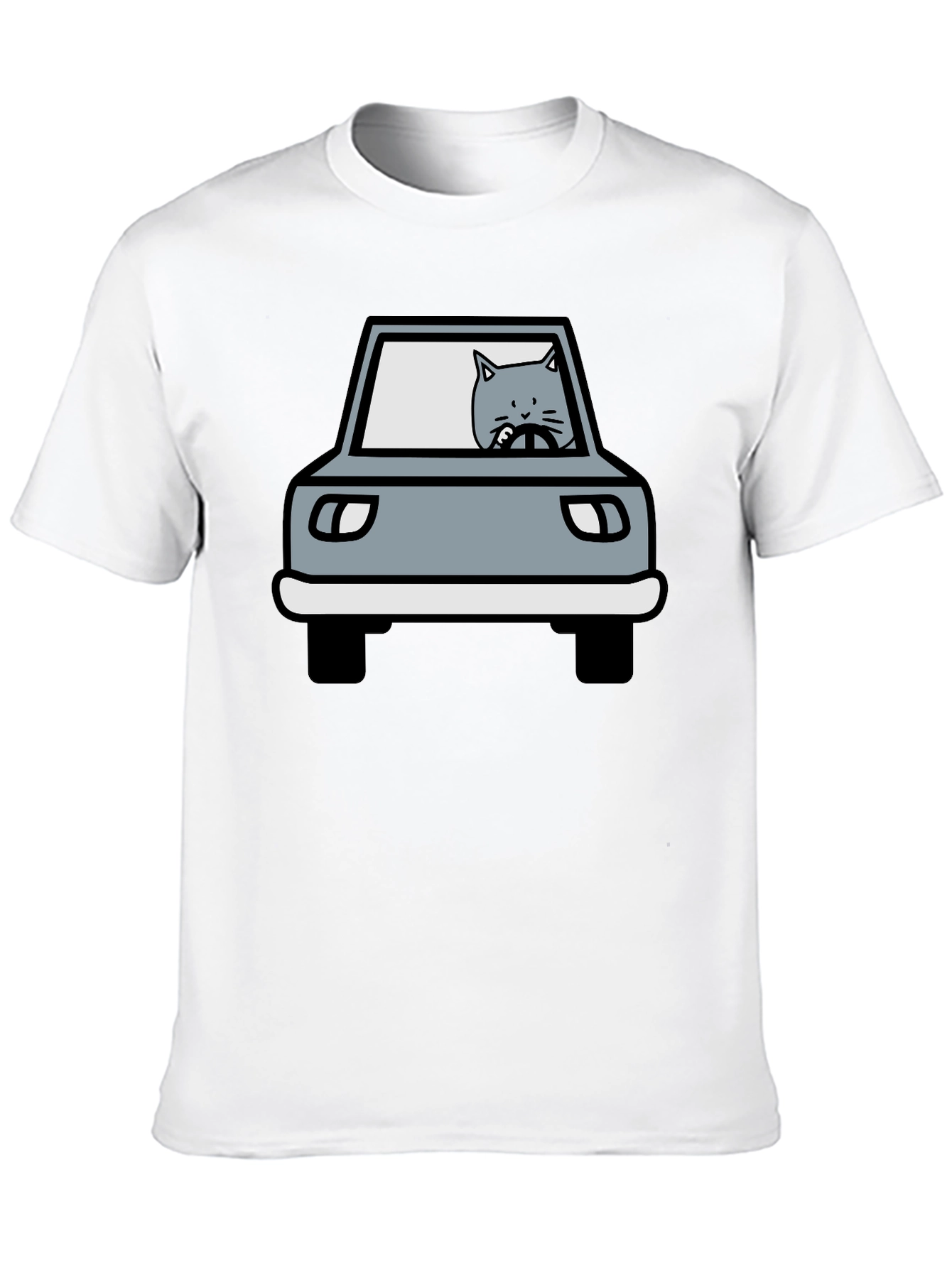 Cat Driving Car Graphic T-Shirt