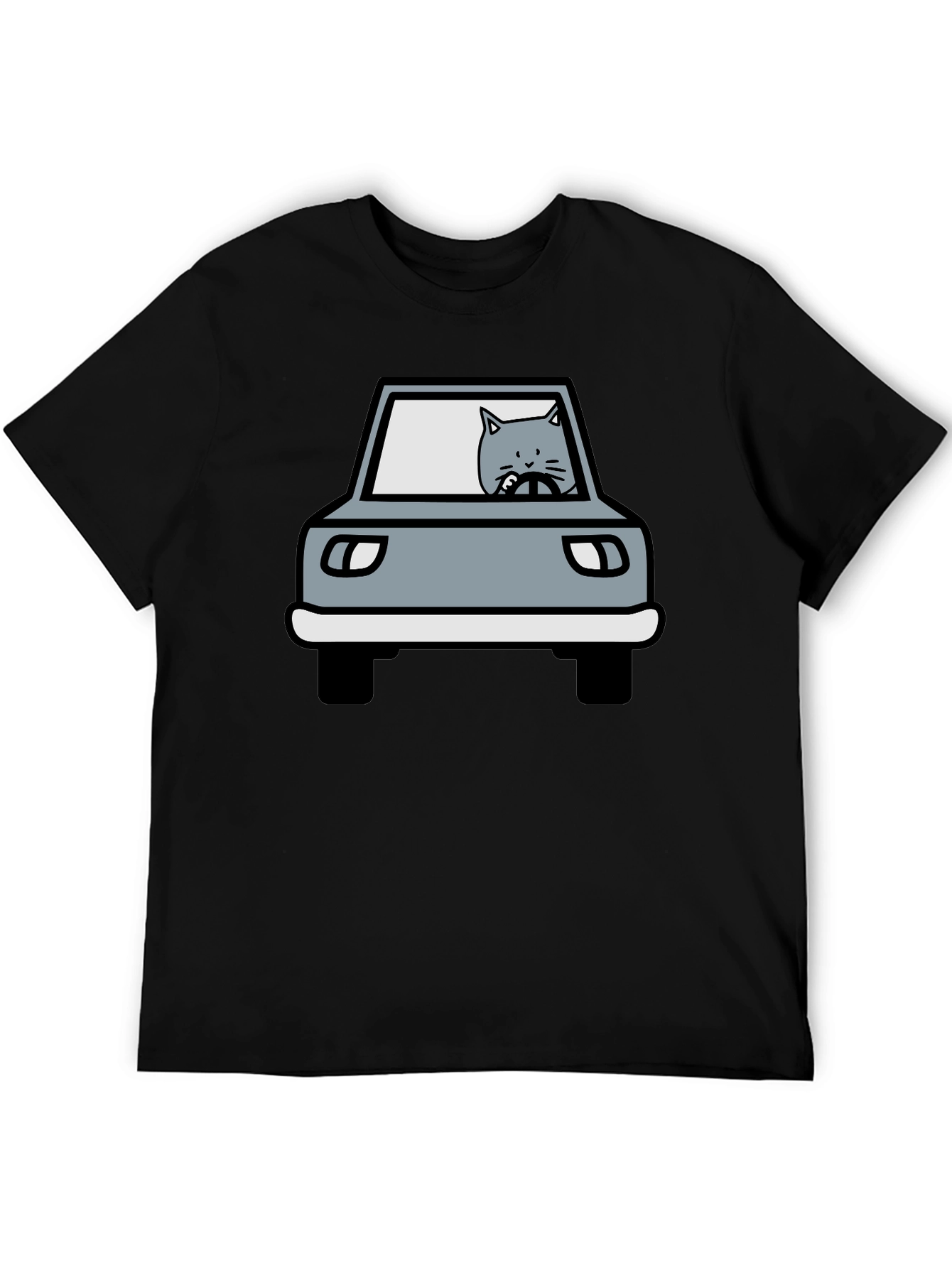 Cat Driving Car Graphic T-Shirt