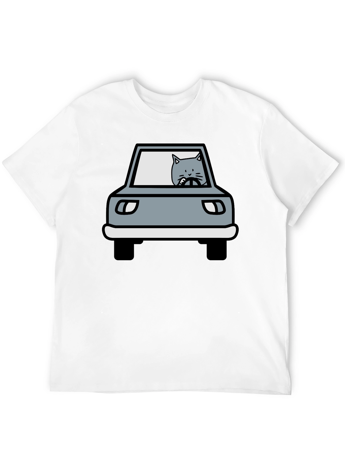 Cat Driving Car Graphic T-Shirt