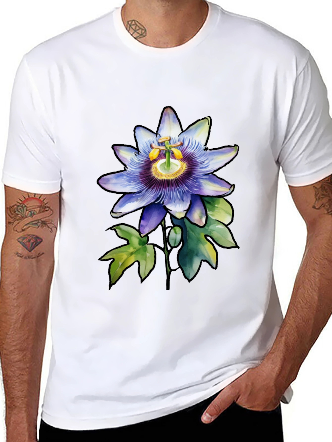 Floral Print Tee - Black