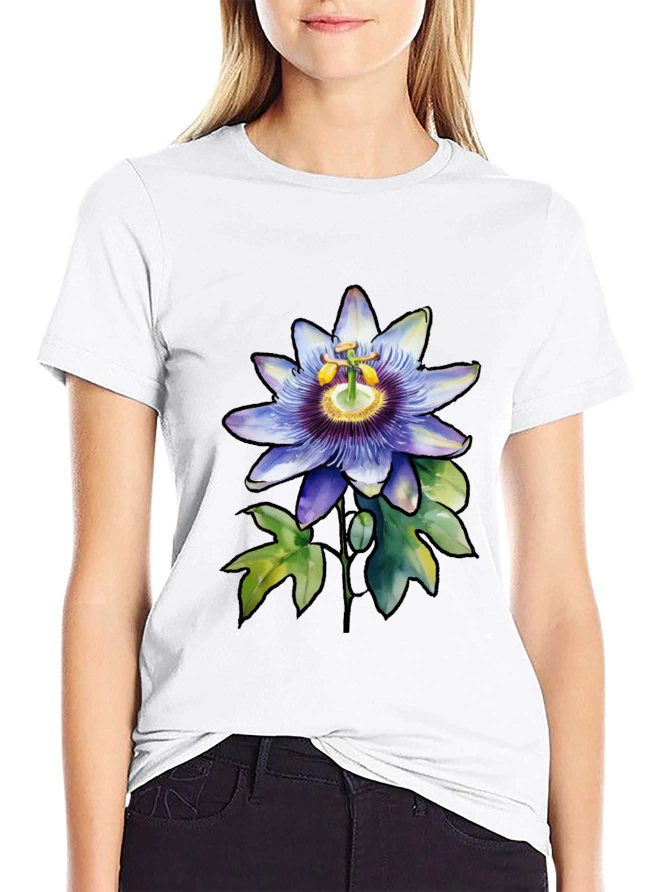 Floral Print Tee - Black