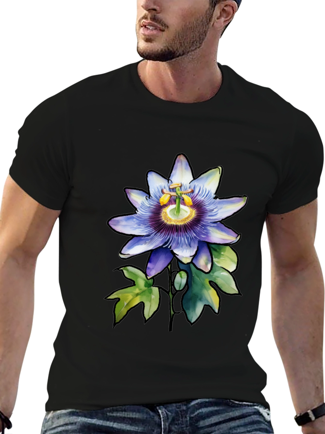 Floral Print Tee - Black