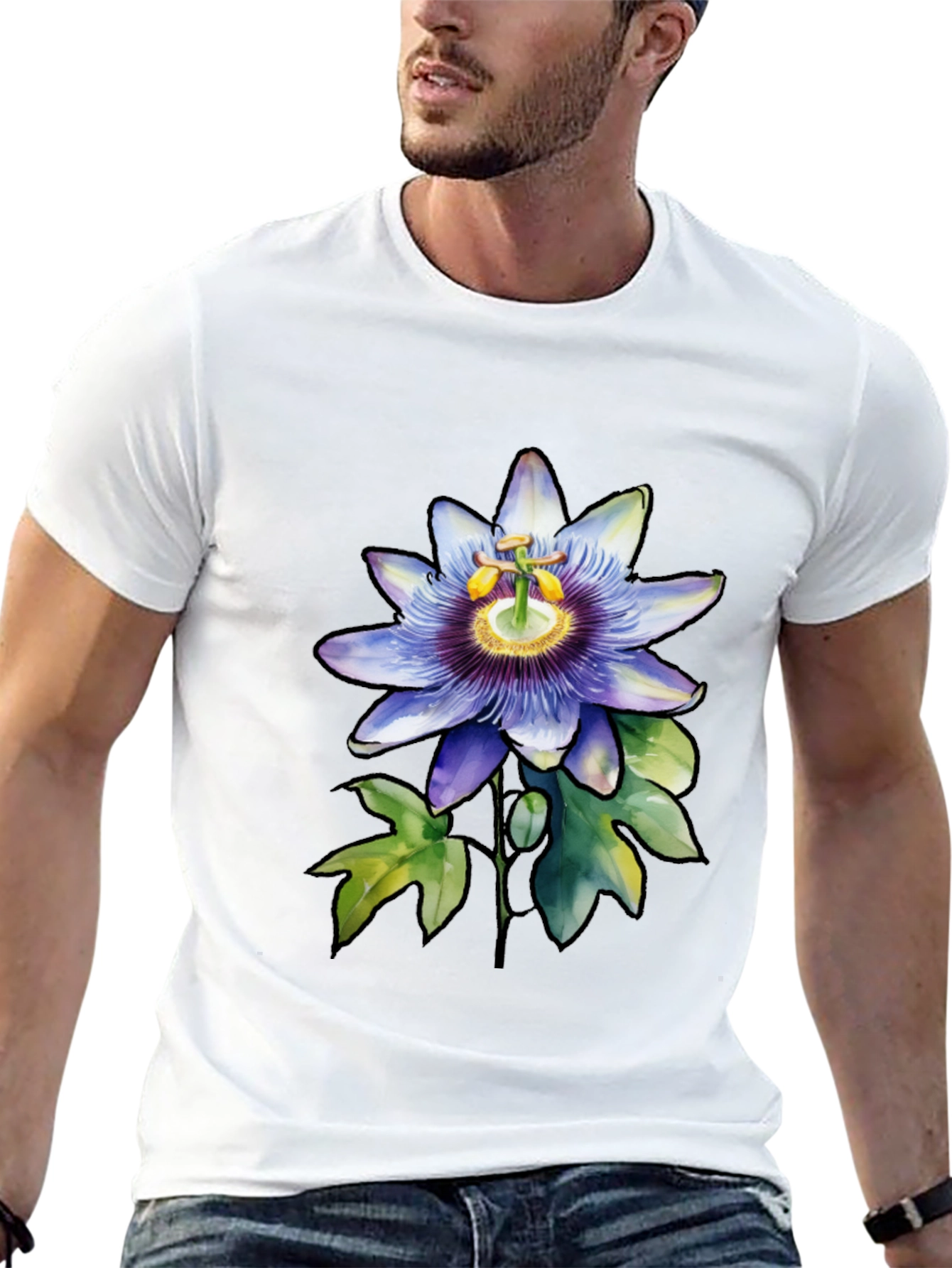 Floral Print Tee - Black