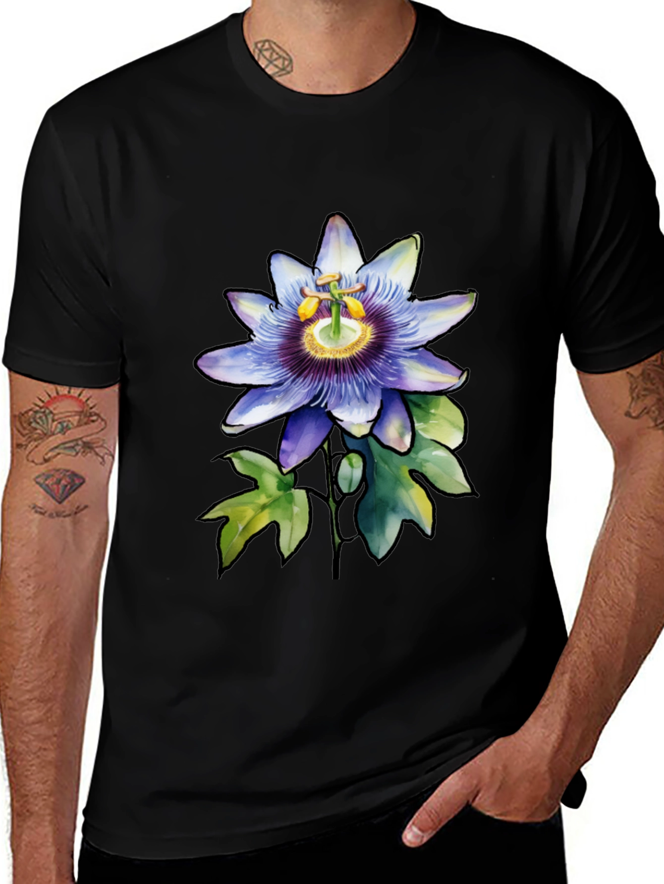 Floral Print Tee - Black