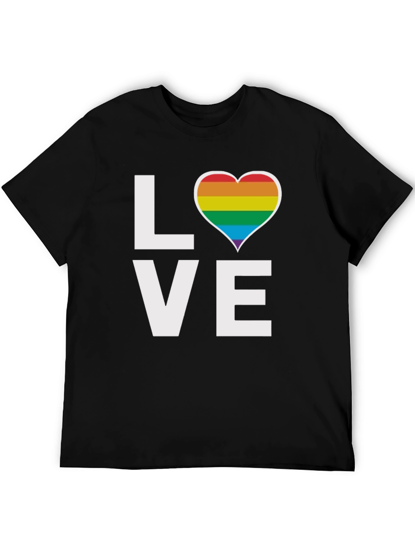 Pride LOVE T-Shirt - Rainbow Heart Design