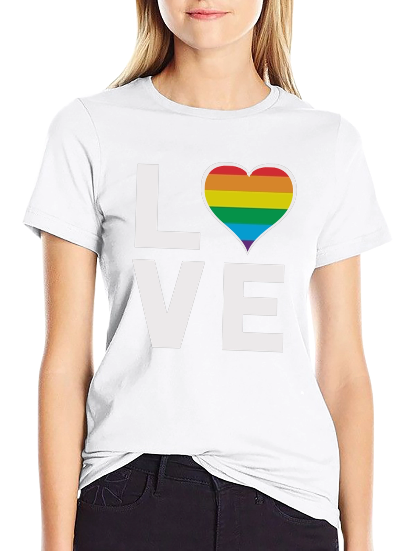 Pride LOVE T-Shirt - Rainbow Heart Design