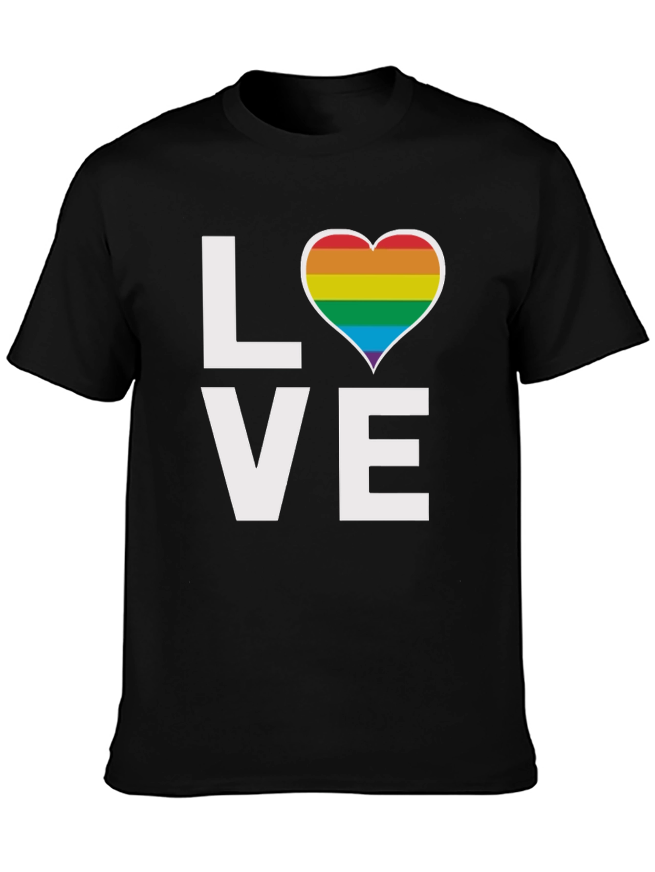 Pride LOVE T-Shirt - Rainbow Heart Design