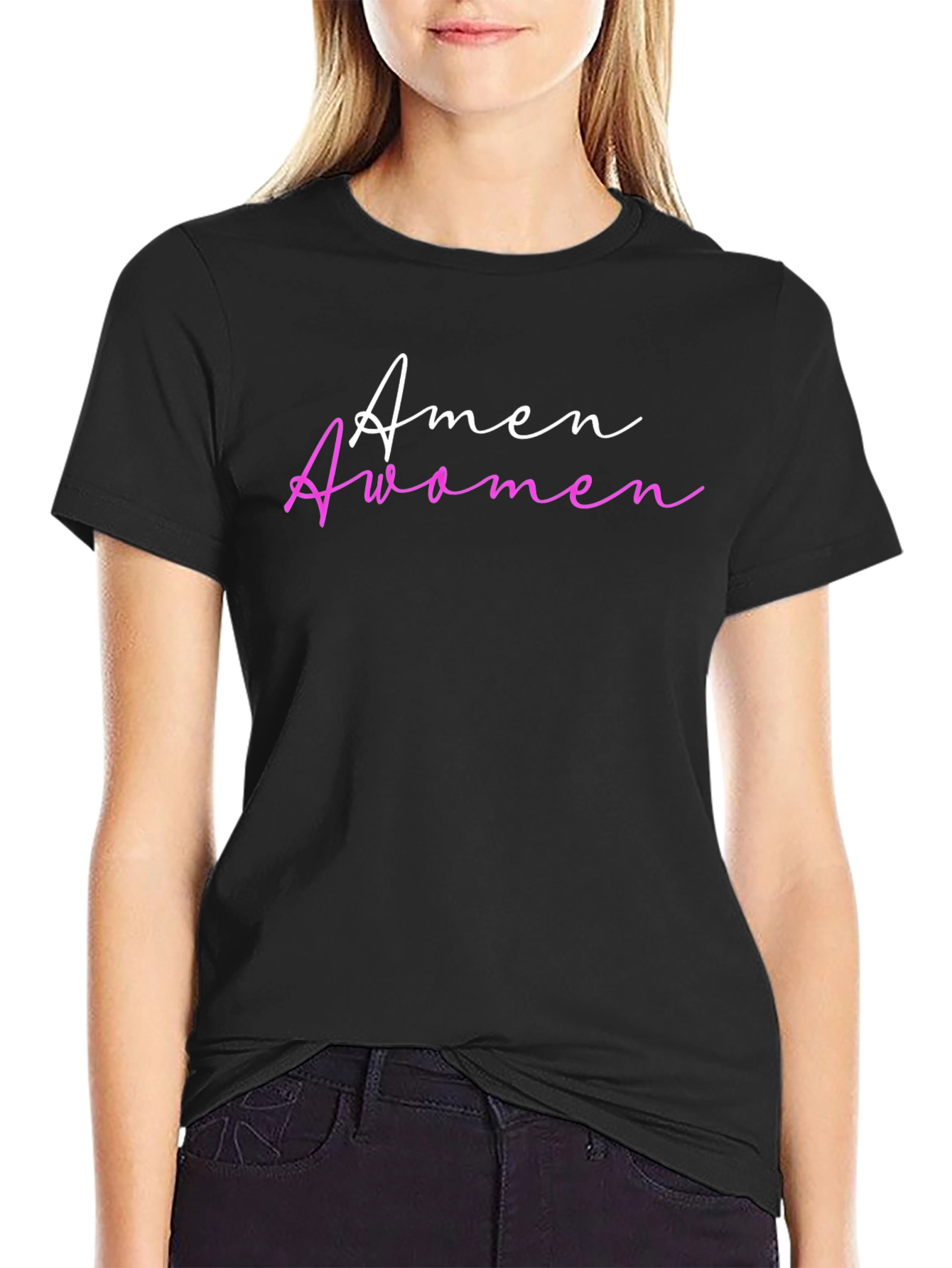 Amen Awomen T-Shirt - Trendy Slogan Tee