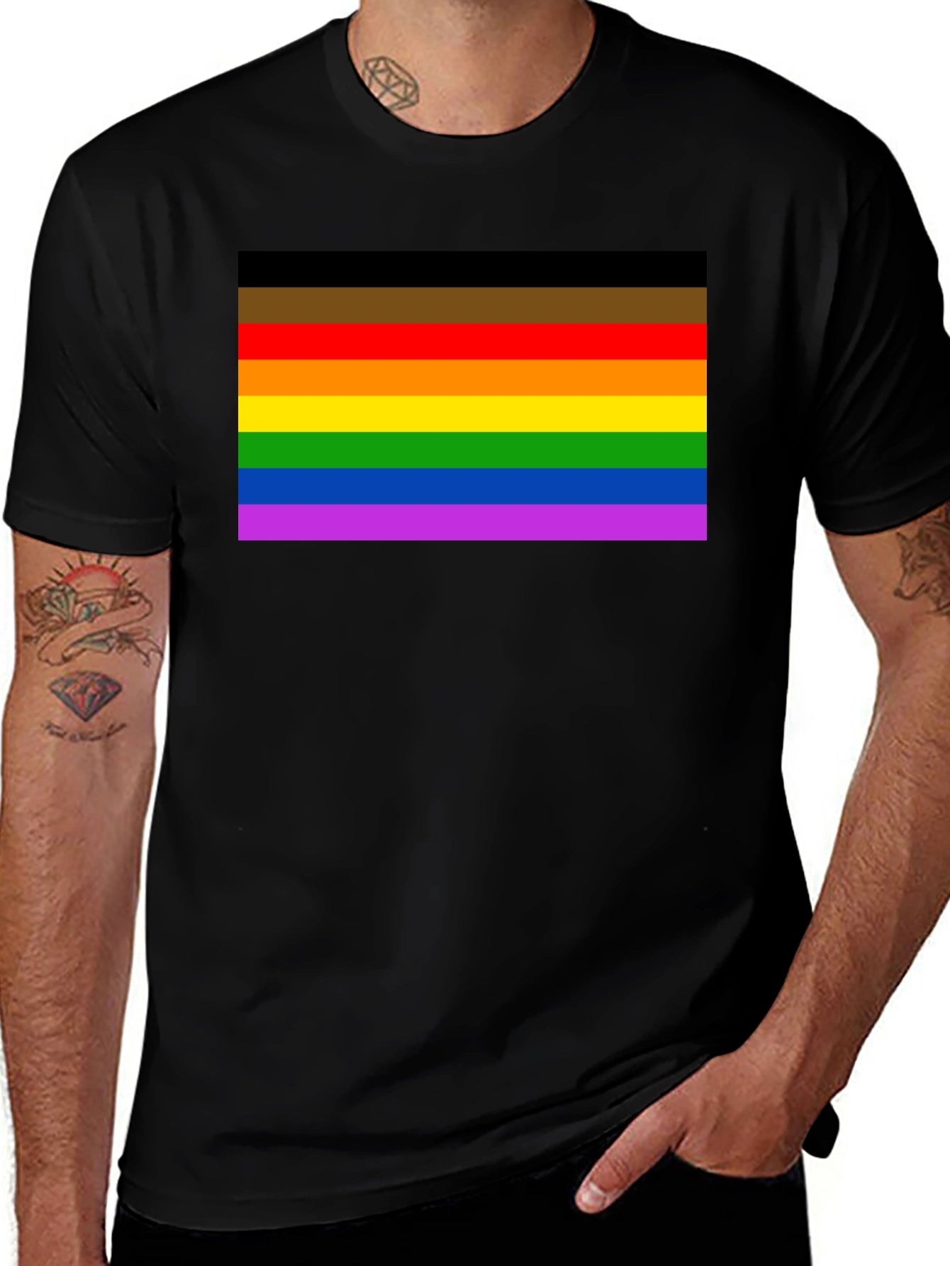 Pride Rainbow T-Shirt - Black Cotton Blend