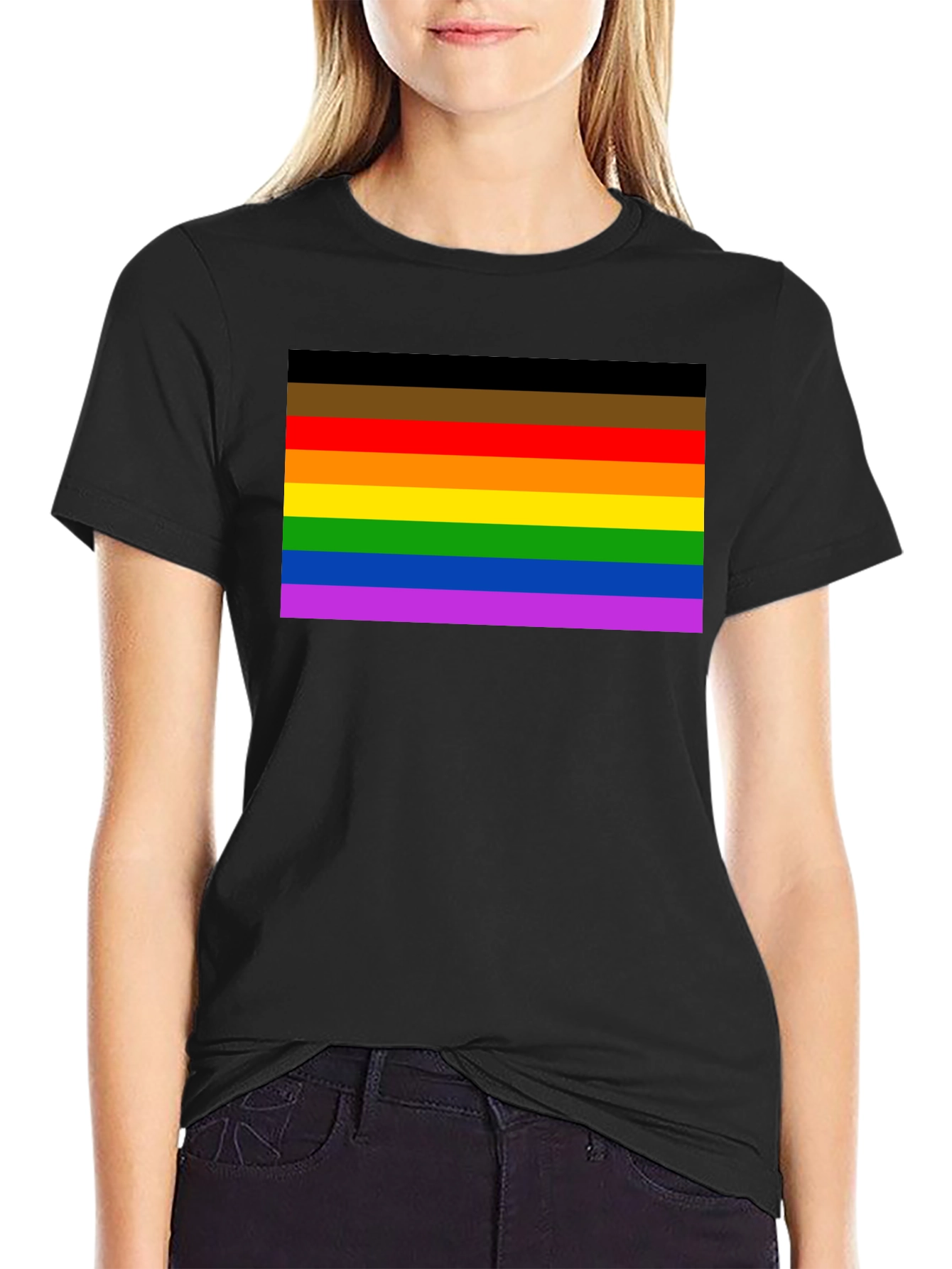 Pride Rainbow T-Shirt - Black Cotton Blend