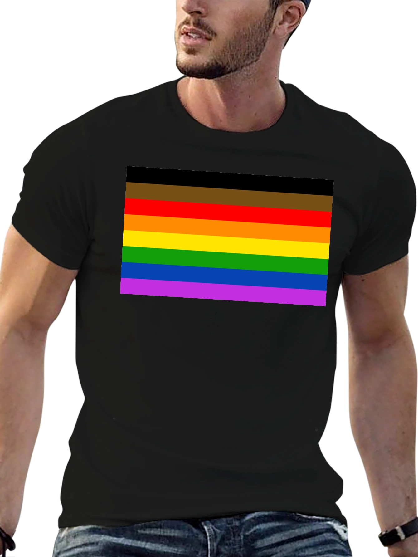 Pride Rainbow T-Shirt - Black Cotton Blend