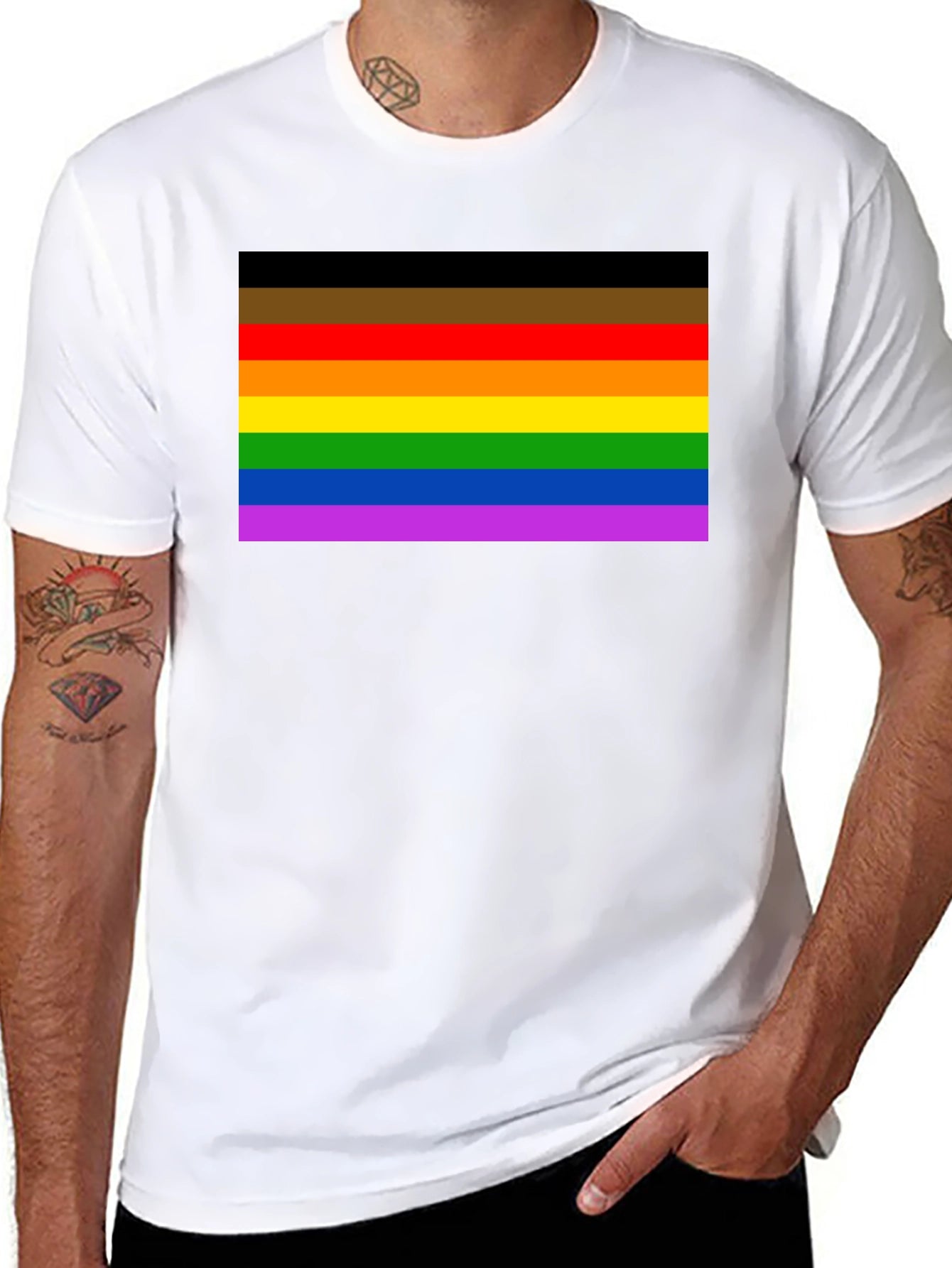 Pride Rainbow T-Shirt - Black Cotton Blend