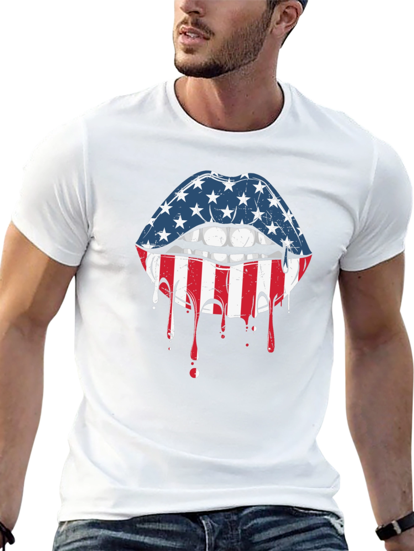 American Flag Lips Graphic T-Shirt