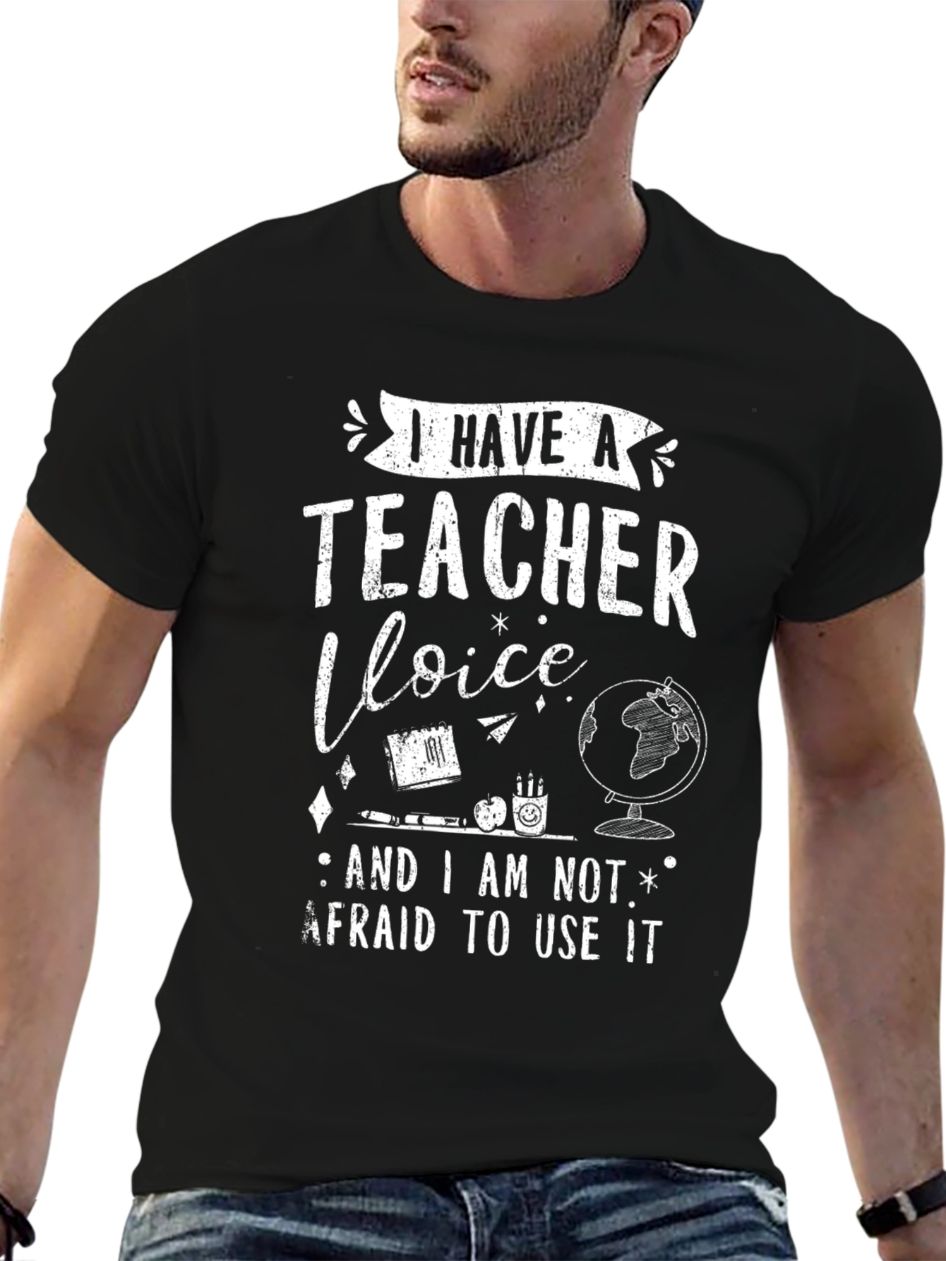I Have A Teacher Voice Black Graphic Tee