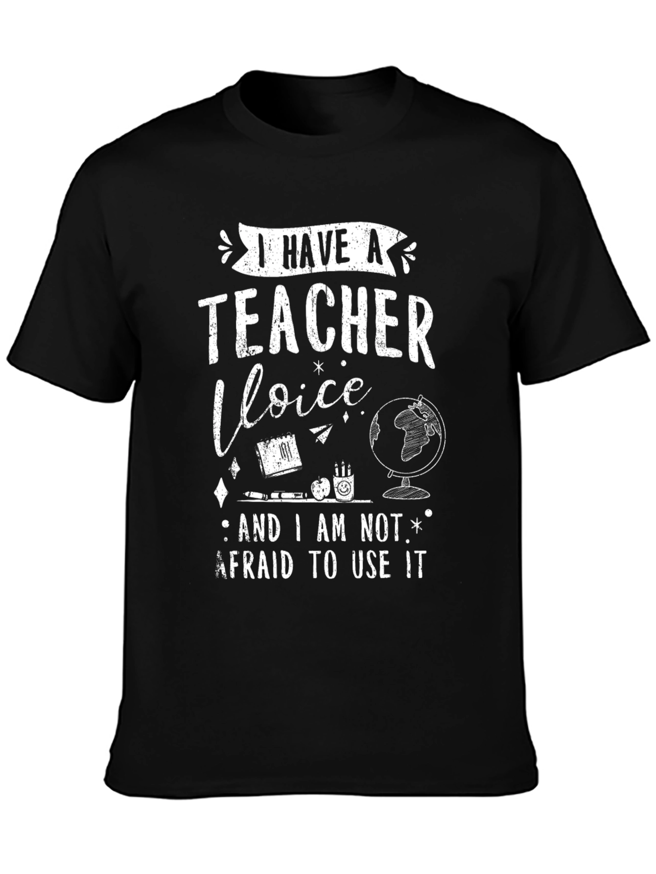 I Have A Teacher Voice Black Graphic Tee