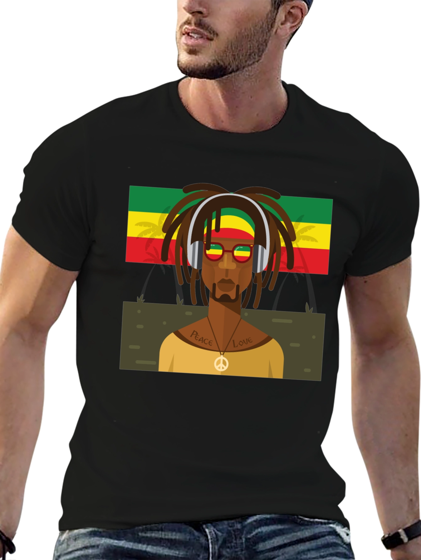 Rasta Man Graphic Tee - Peace & Love Vibes